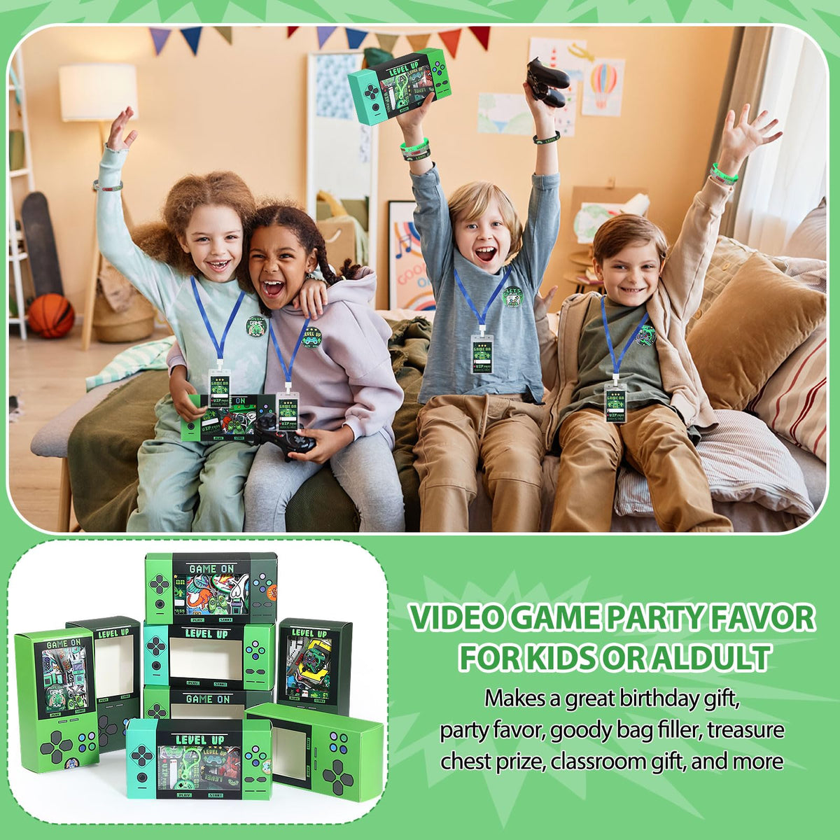147 Pcs Video Game Party Favors for 12 Kids Gamer Goodie Bag - VercanMonth Official Imagery - 7