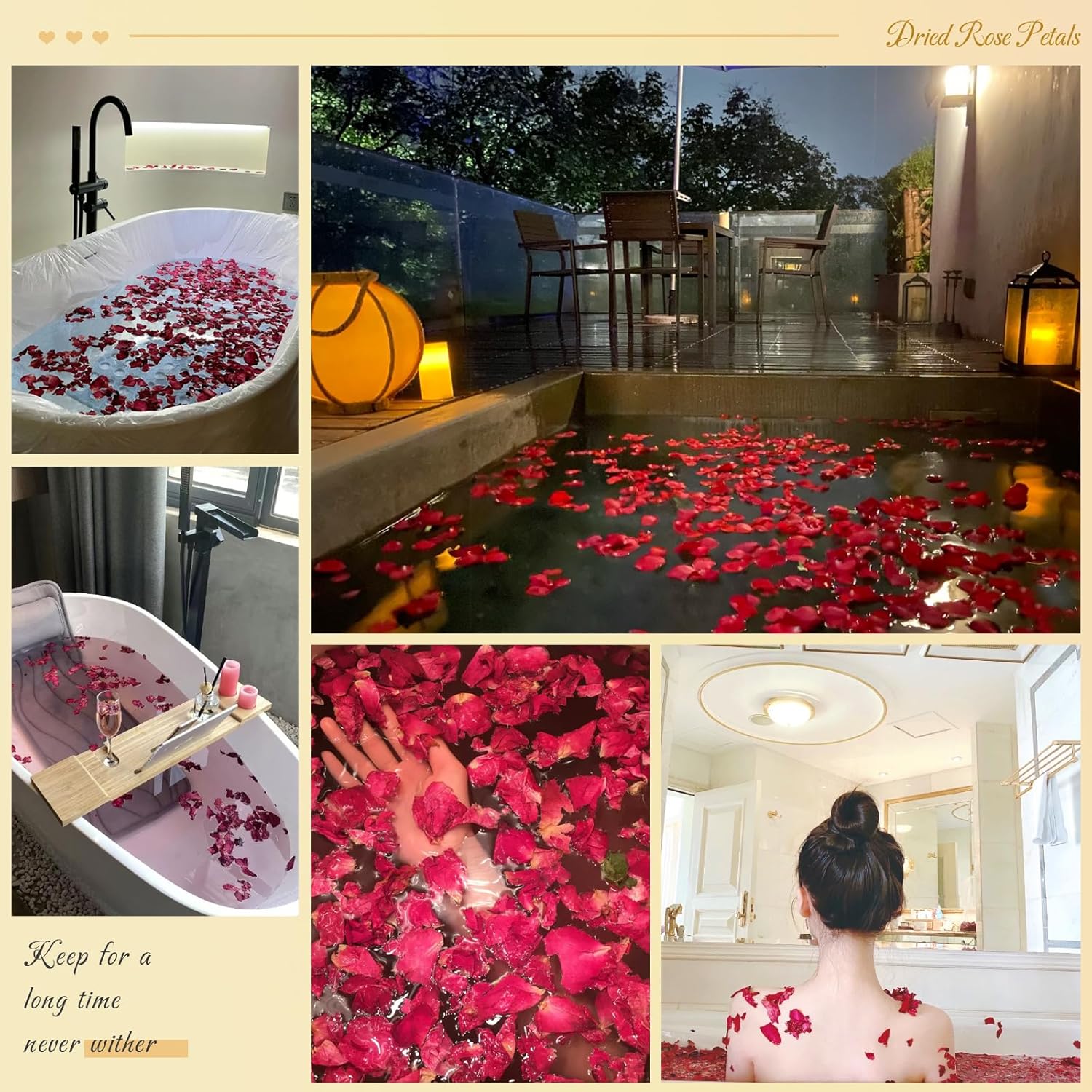 Oning biodegradable red rose petals wedding confetti with over 300 pieces in 20+ cups, dried flower for celebration decor