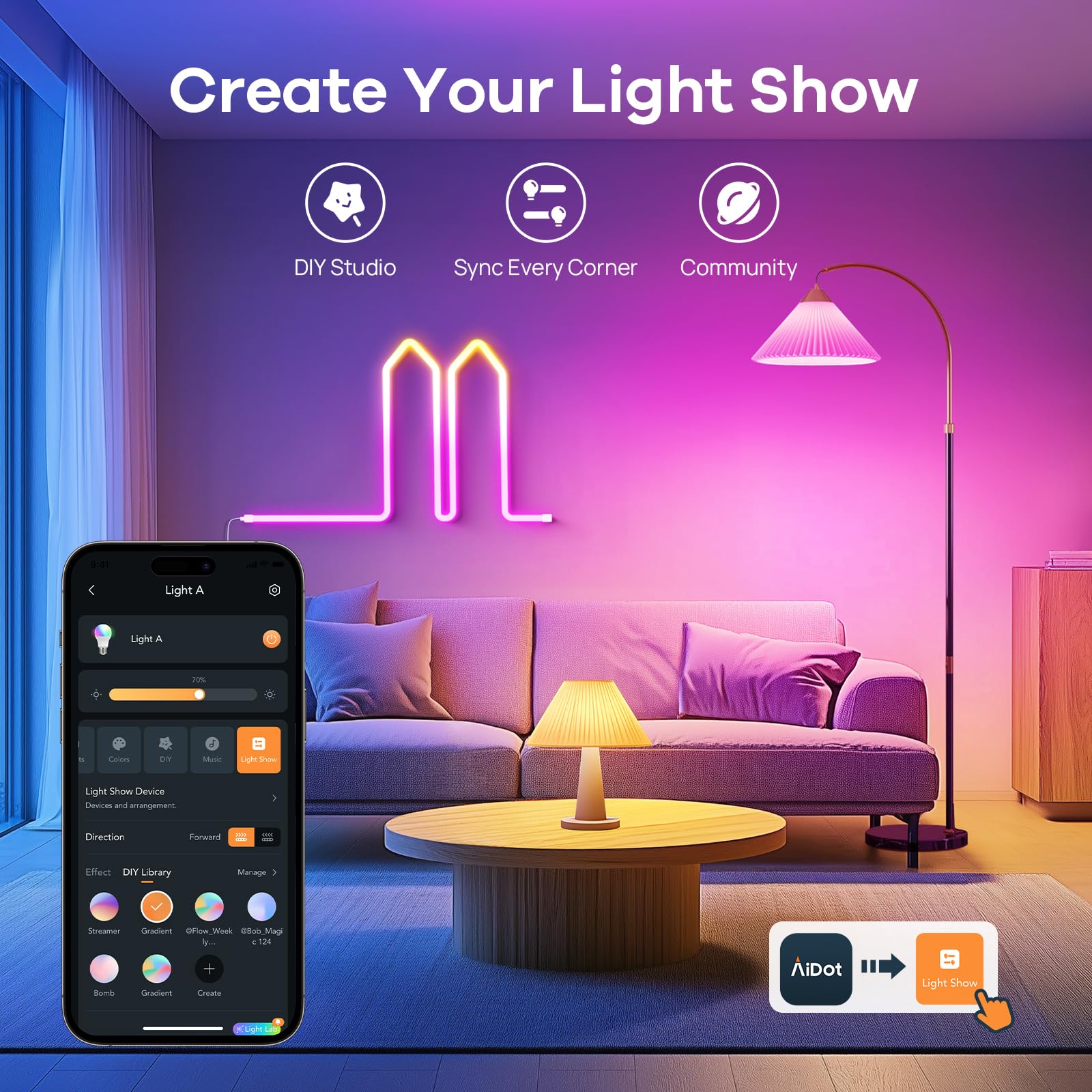 OREiN Matter Smart Light Bulb, A19 RGBTW Color Changing Light Bul - OREiN Official Product View 6