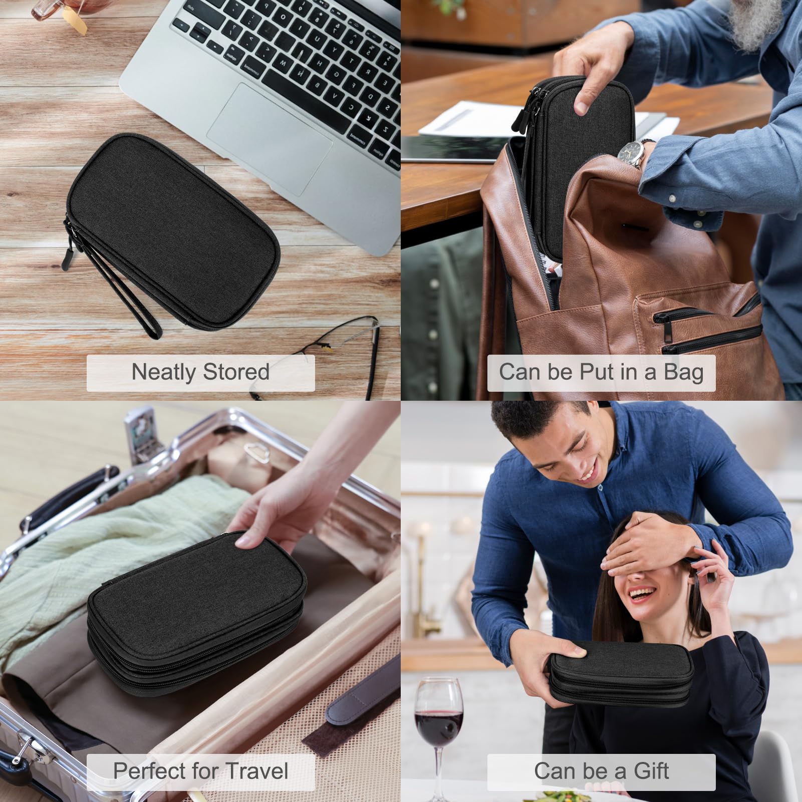 FYY Electronic Organizer, Travel Tech Pouch Bag, Cable Organizer Black - View 7