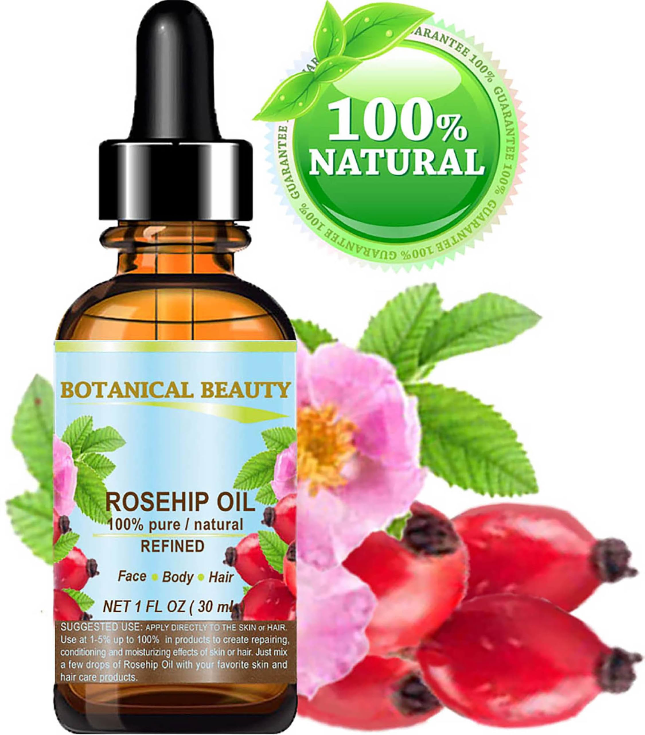 Botanical Beauty ROSEHIP SEED OIL 100% Pure Natural Refined - Botanical Beauty