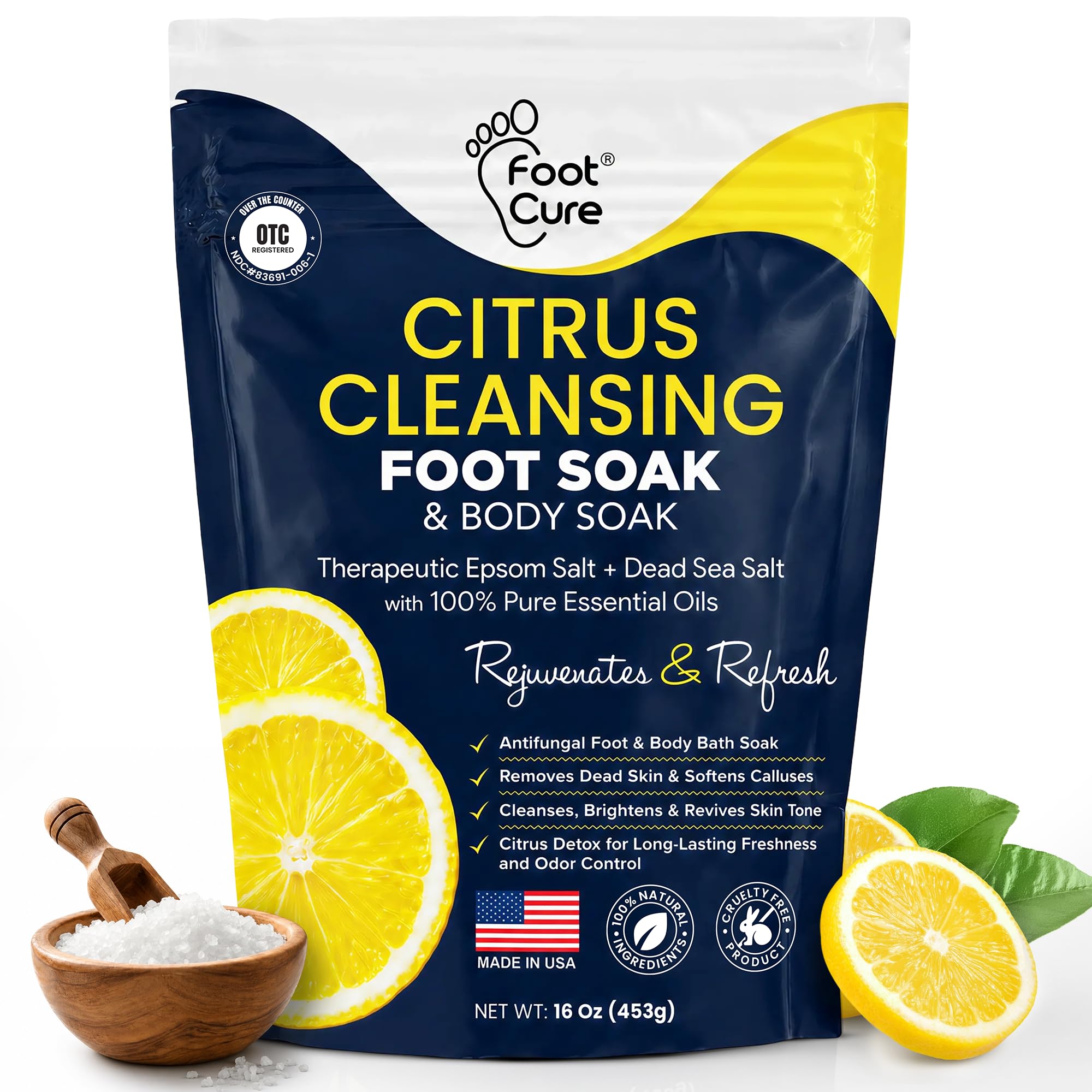 Tea Tree Oil Epsom Salt Foot Soak for Toenail Fungus Treatment, - FOOT CURE