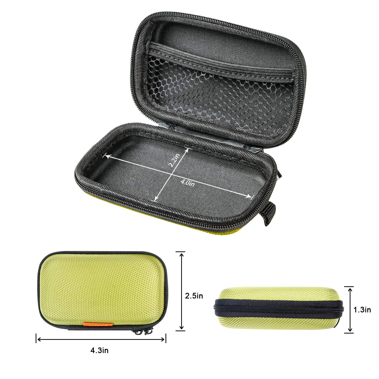 GLCON Green Rectangle Small EVA Case, Lightweight Hard Shell Zipper Pouch - GLCON Official Product View 4