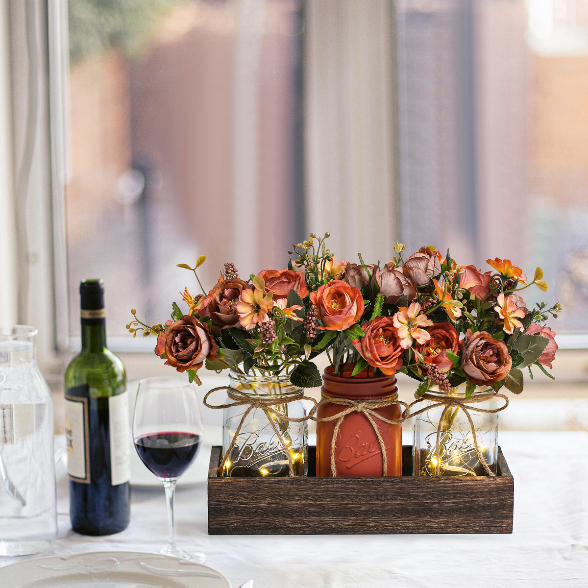 3 Pcs Mason Jar Centerpiece Table Decorations for Dining - DUOER Official Imagery - 6