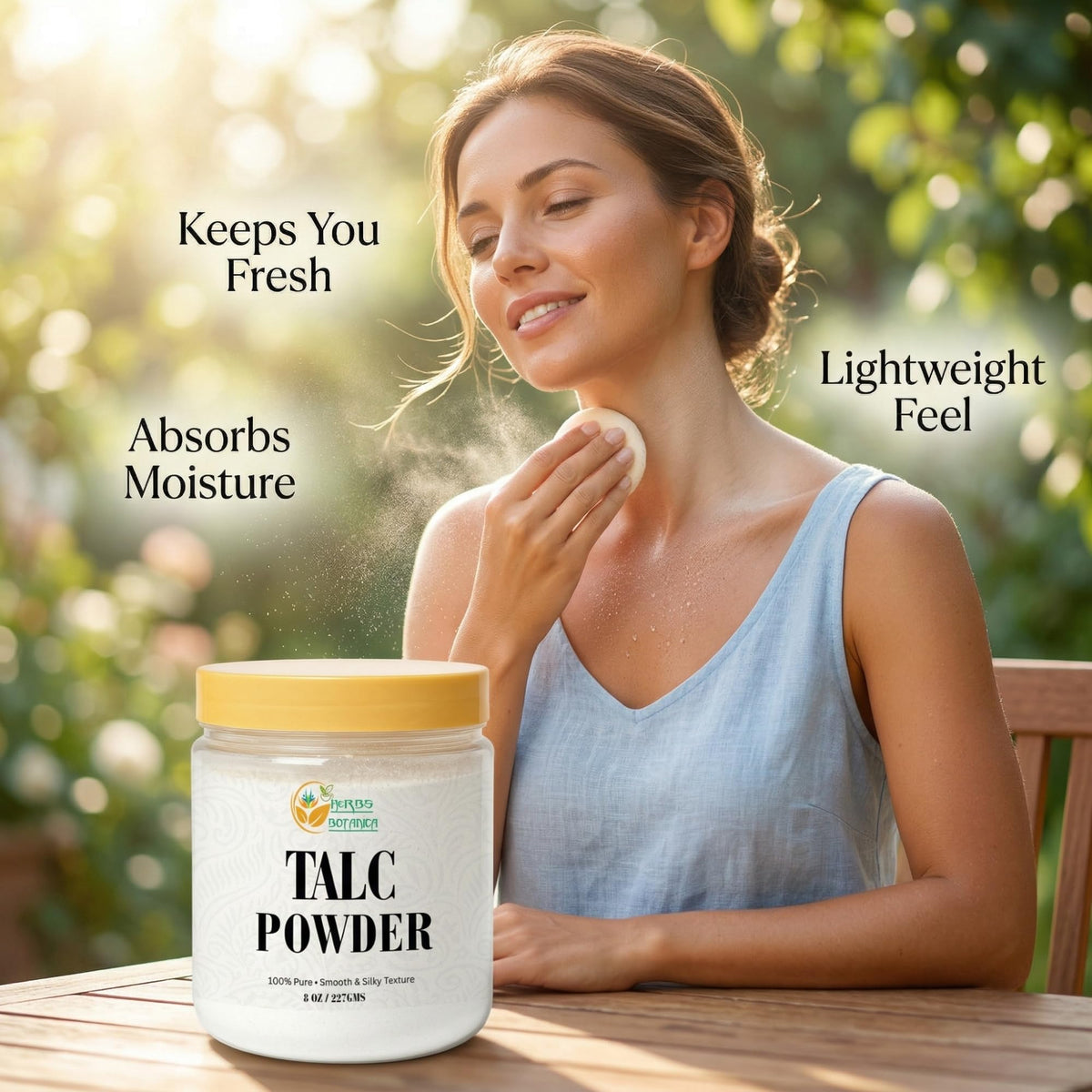 Herbs Botanica Talcum Powder Unscented 8 oz - Herbs Botanica Official Product Imagery - 8