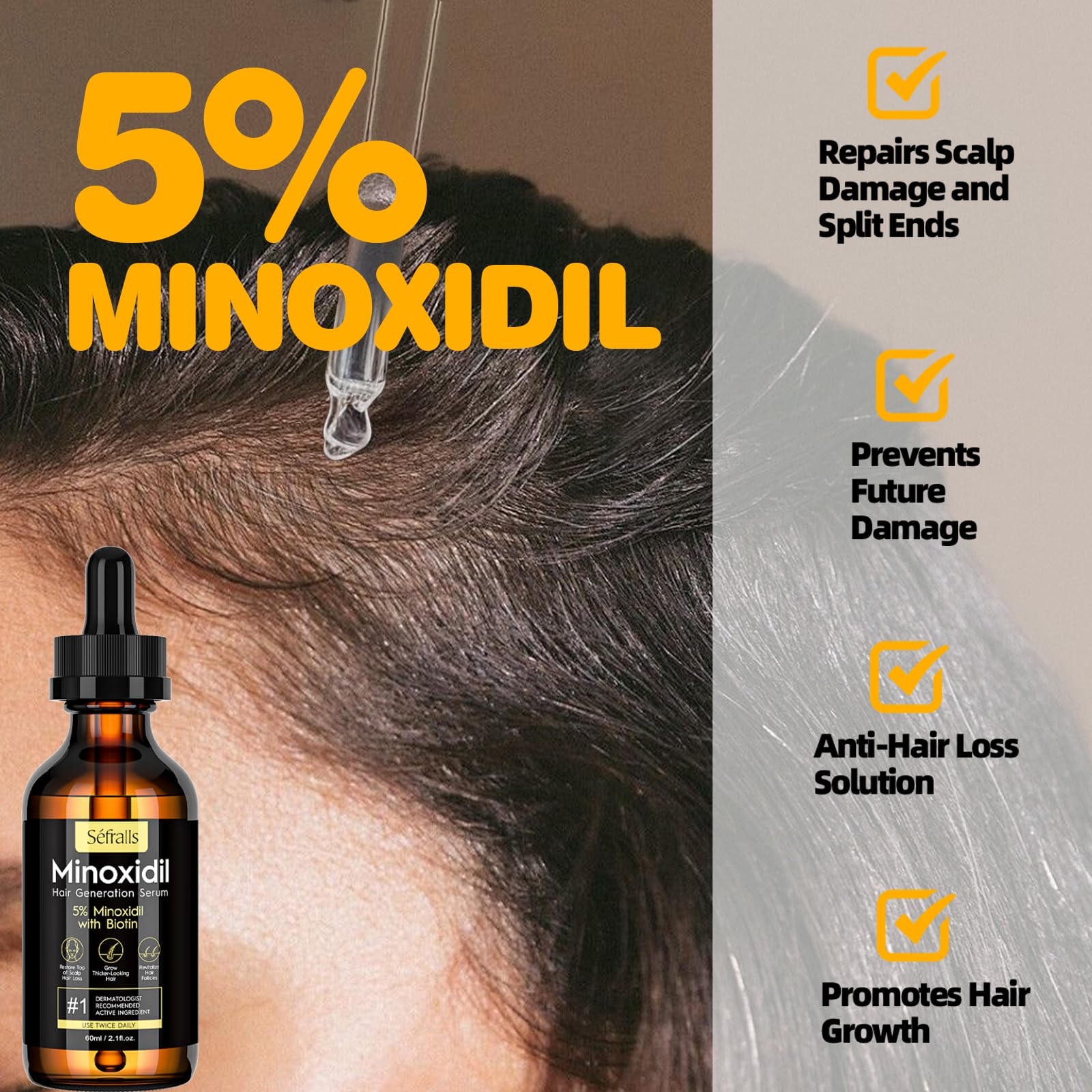 Sefralls 5% Minoxidil Hair Growth Oil - Extra Strength Growth Serum & Topical - Sefralls Official Product View 4