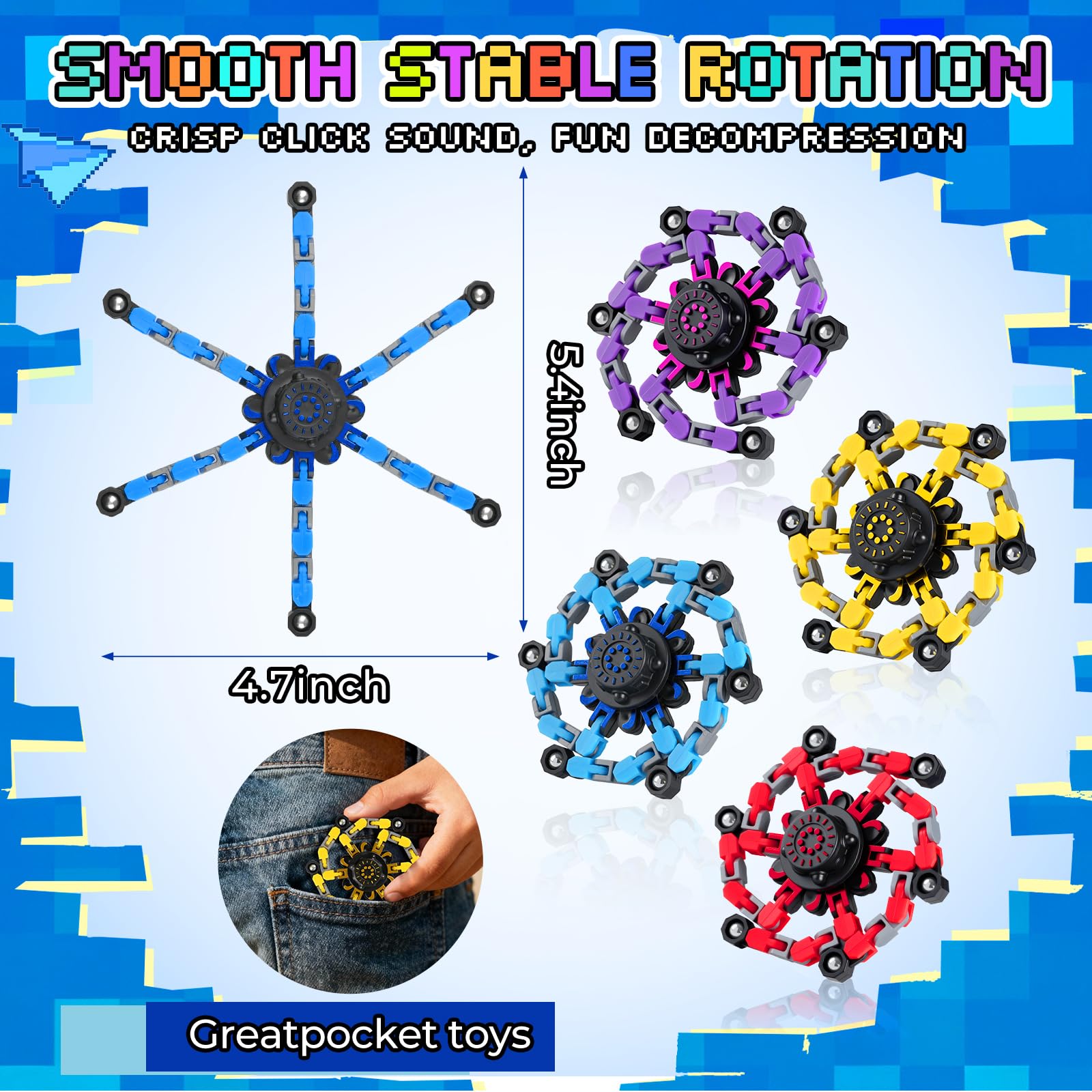 FGYLYOX 12PCS Transformable Fidget Spinners for Kids Adults,Deformable Chain DIY - FGYLYOX Official Product View 3