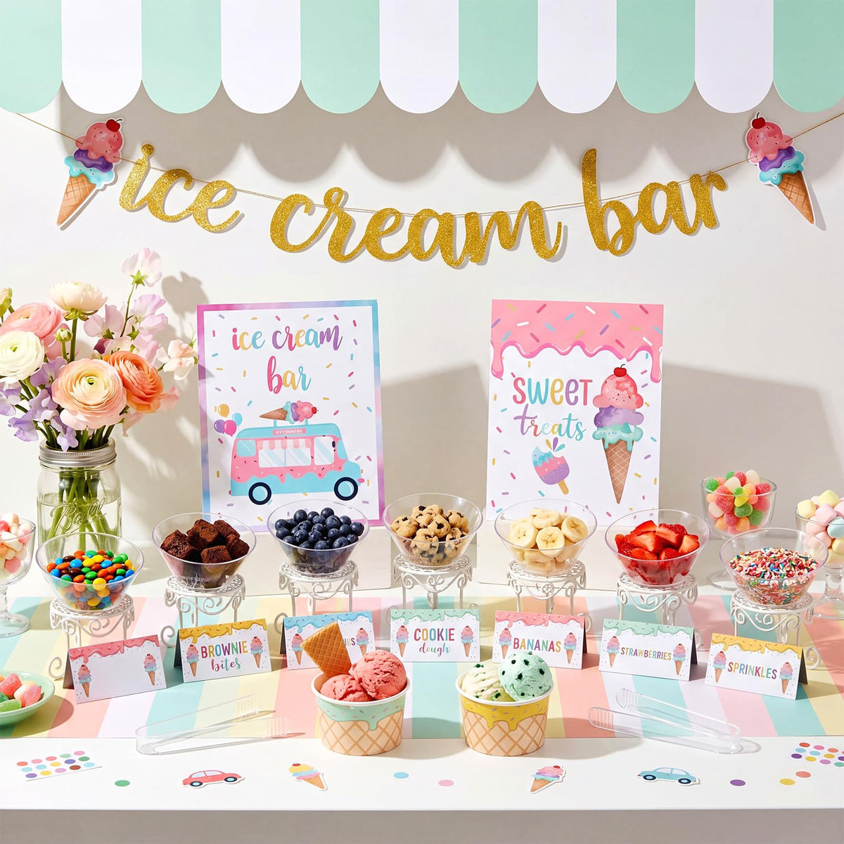 Hushee 115 Pcs Ice Cream Bar Supplies Kit Ice Cream Party - Hushee Official Imagery - 1