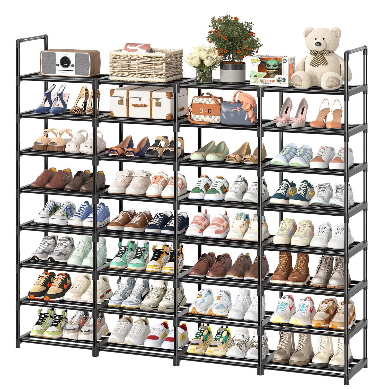 Simple Trending 8-Tier Shoe Rack Large Capacity 64 Pairs Tall Shoe She - View 1