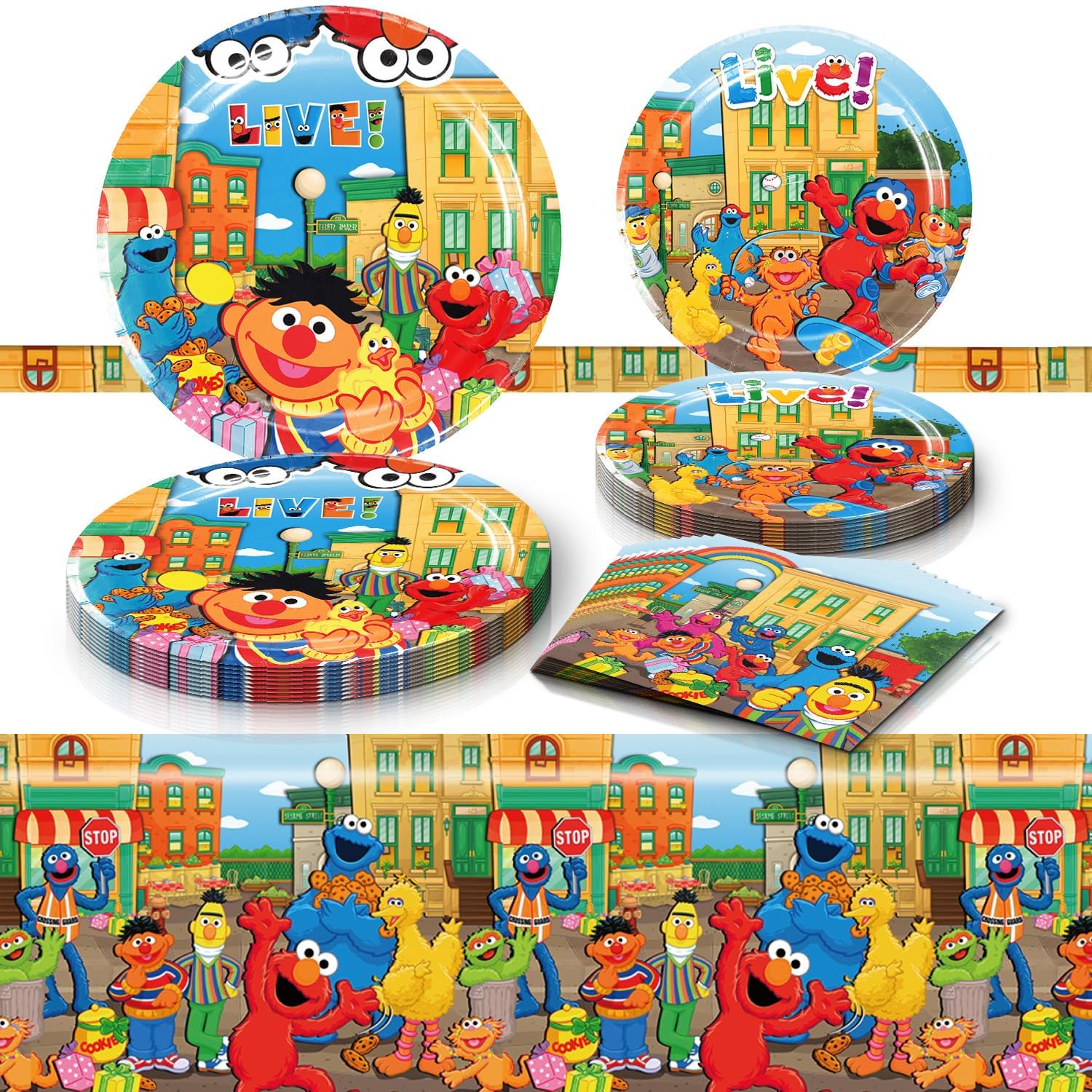 Sesame Friends Street Birthday Party Supplies, 20 Plates, 20 - Product Imagery
