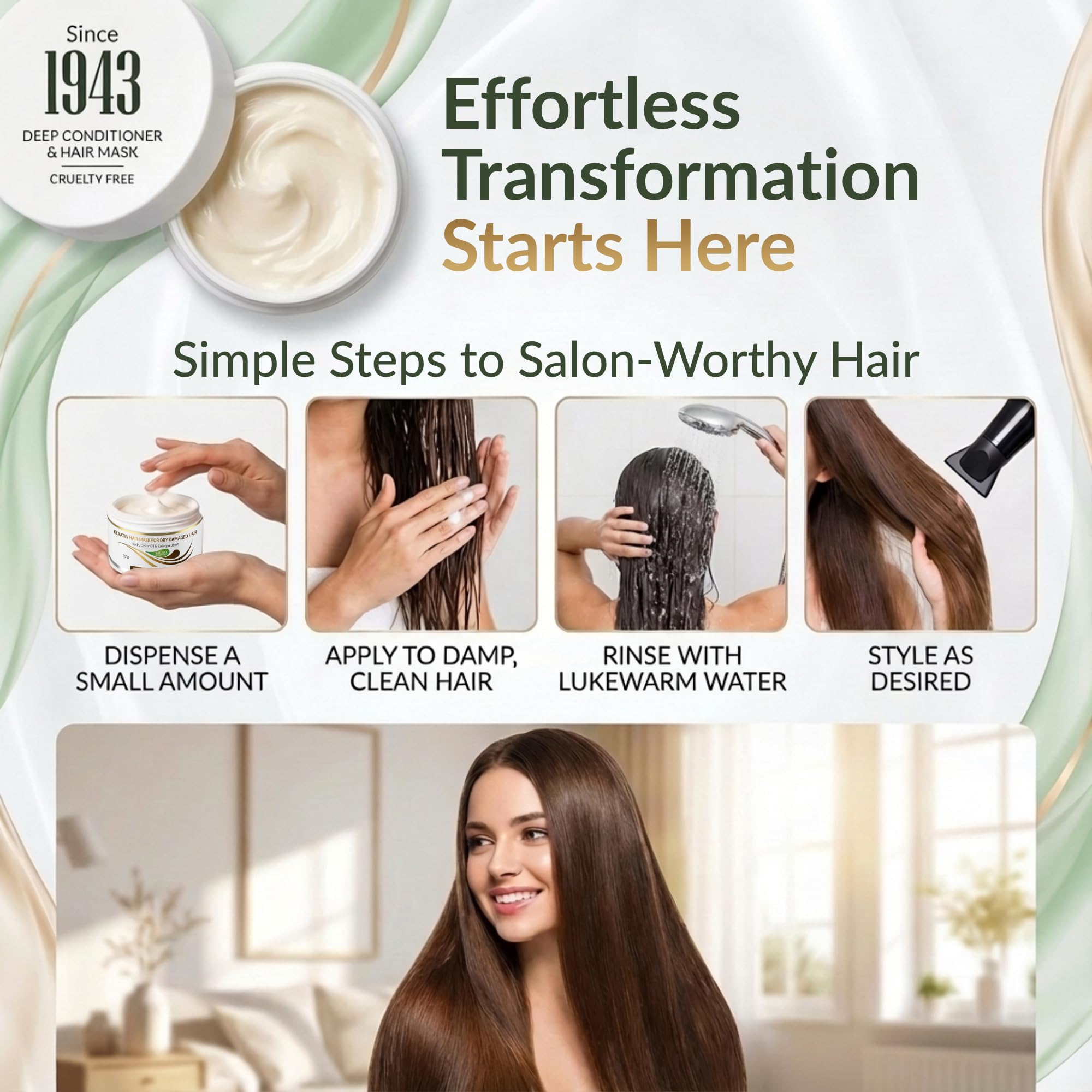 VITAMINS hair cosmetics Keratin Hair Mask - Protein Repair Keratin Treatment Deep - VITAMINS hair cosmetics Official Product View 5