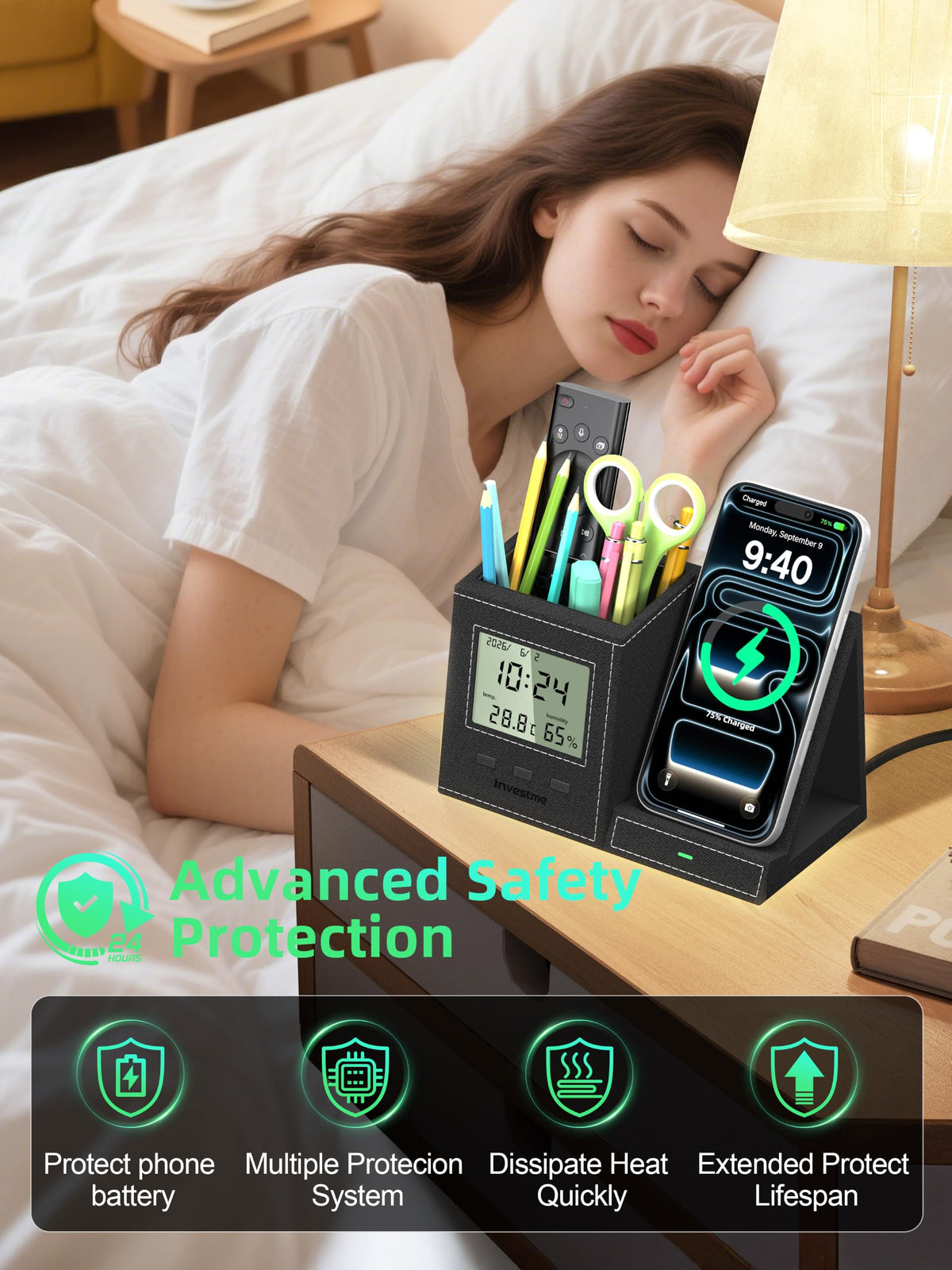 5 in 1 Pen Holder with Wireless Charger Desk Organizer - Investme Official Imagery - 6