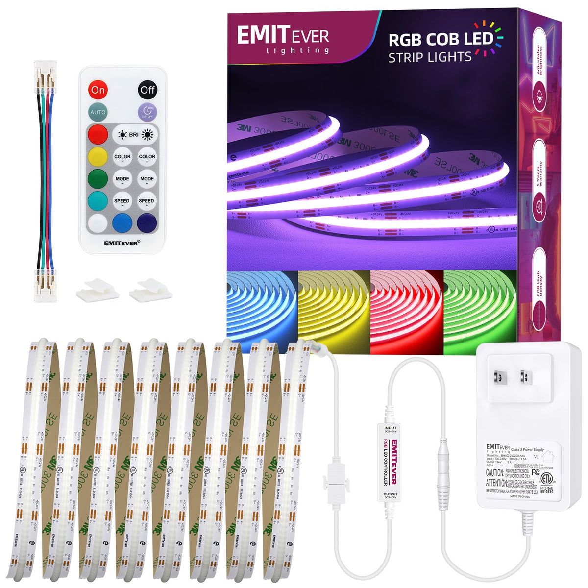 EMITEVER RGB COB Strip Light Kit 16 4ft 3150LEDs Dimmable - EMITEVER Official Imagery - 1