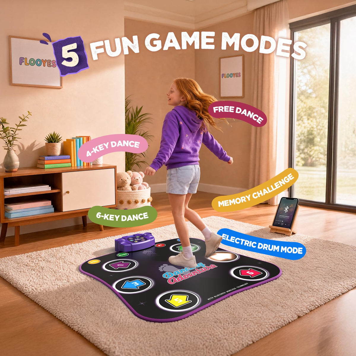 Dance Mat Toys with Bluetooth Electronic Dance Pad for 3 12 - Flooyes Official Imagery - 4