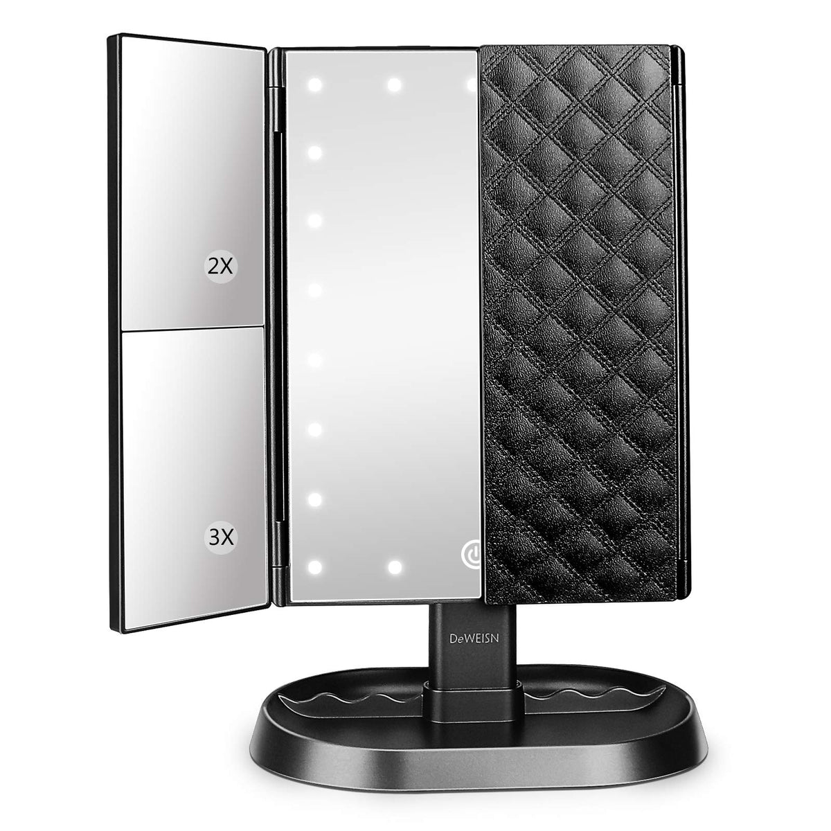 Trifold Lighted Vanity Makeup Mirror with 21 LEDs Lights 1x - deweisn Official Imagery - 1
