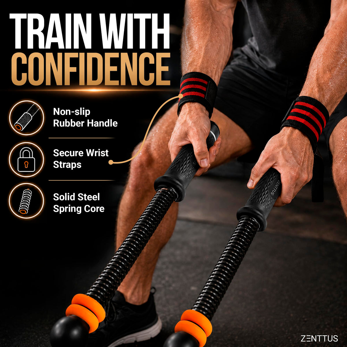 Weighted Cordless Battle Ropes Adjustable Ropeless Cardio - ZENTTUS Official Imagery - 7