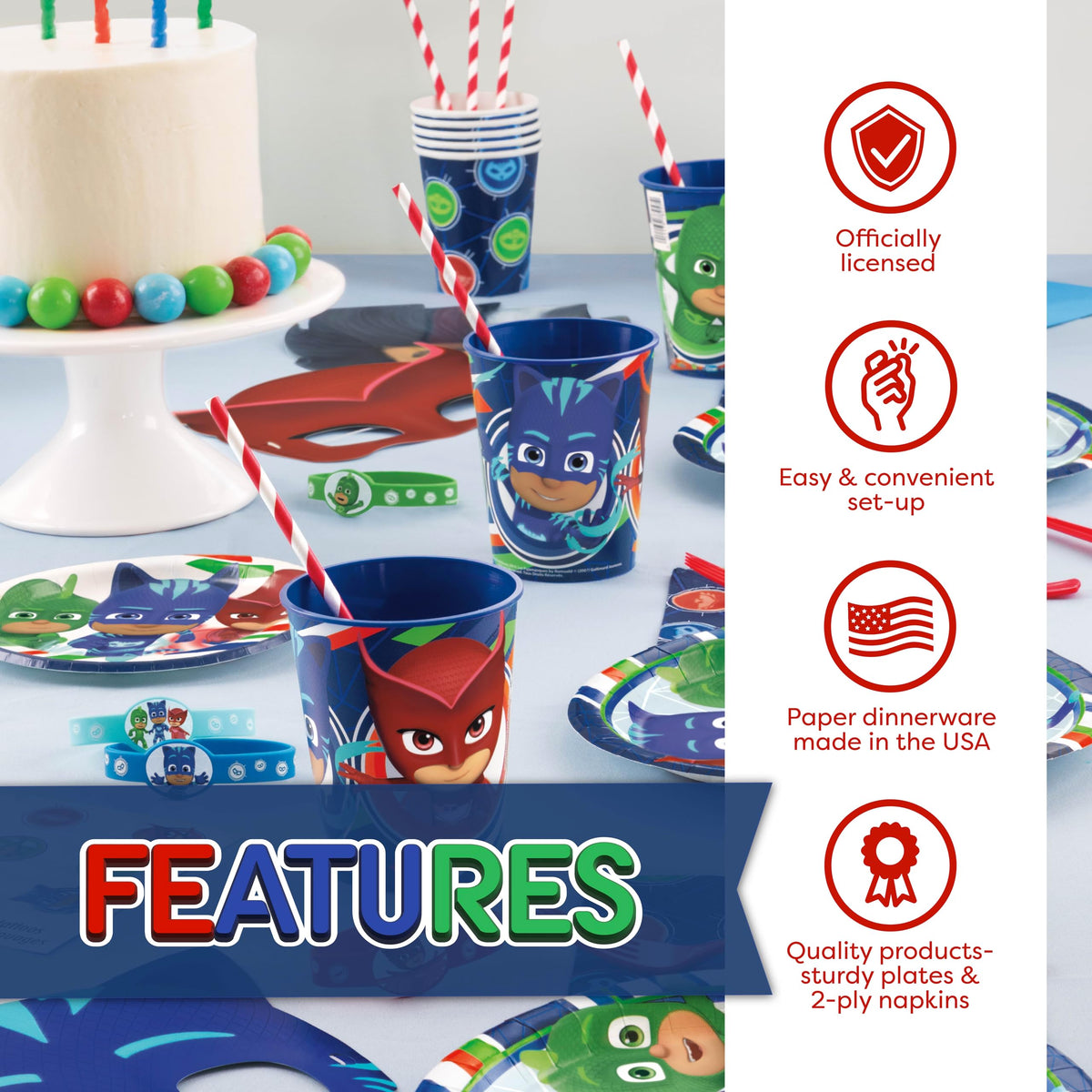 PJ Masks Birthday Party Supplies and Decorations with Table - Unique Official Imagery - 6