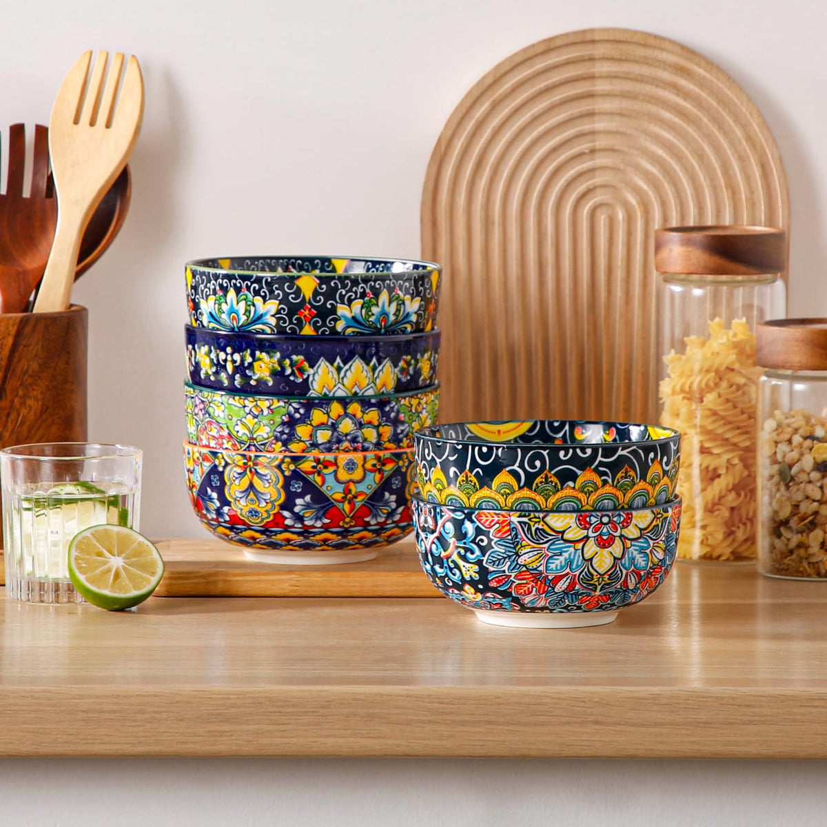 vancasso SIMI 28 oz Cereal Bowls Set of 6 Bohemian Ceramic - vancasso Official Imagery - 3