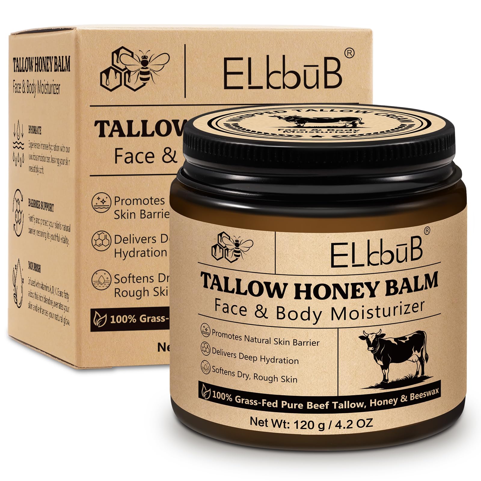 ELBBUB Whipped Tallow Cream for Face & Body - 100% Grass-Fed - Product Imagery