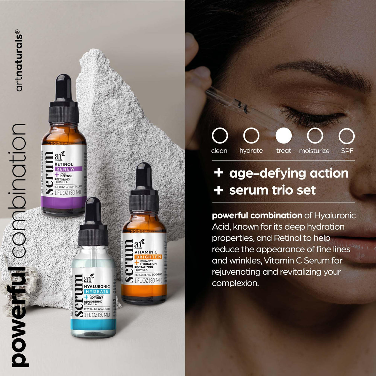 ArtNaturals Vitamin C Retinol Hyaluronic Serum Set - Artnaturals Official Imagery - 3