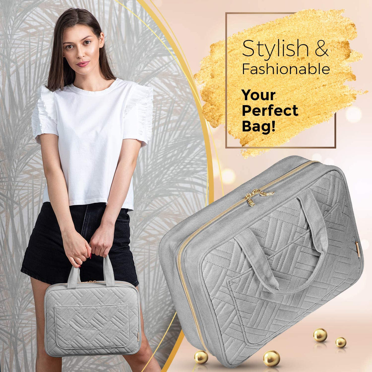 Large Hanging Travel Toiletry Bag for Women Makeup Bag - BOACAY Official Imagery - 5