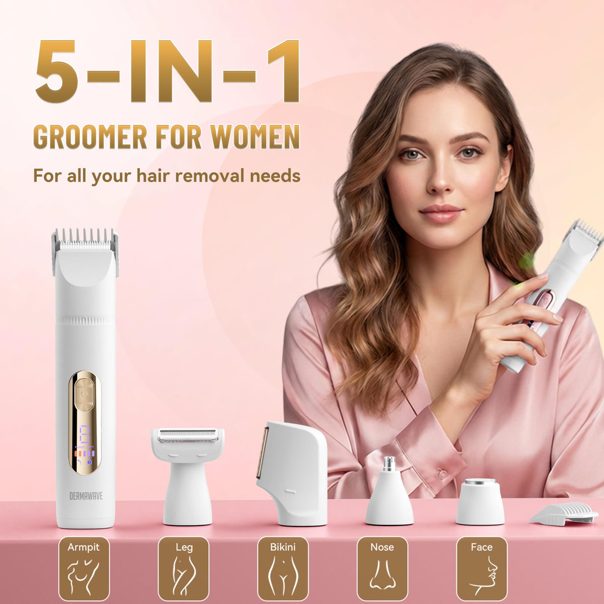 DERMAWAVE 5 in 1 Bikini Trimmer Electric Razor for Women - DERMAWAVE Official Imagery - 3