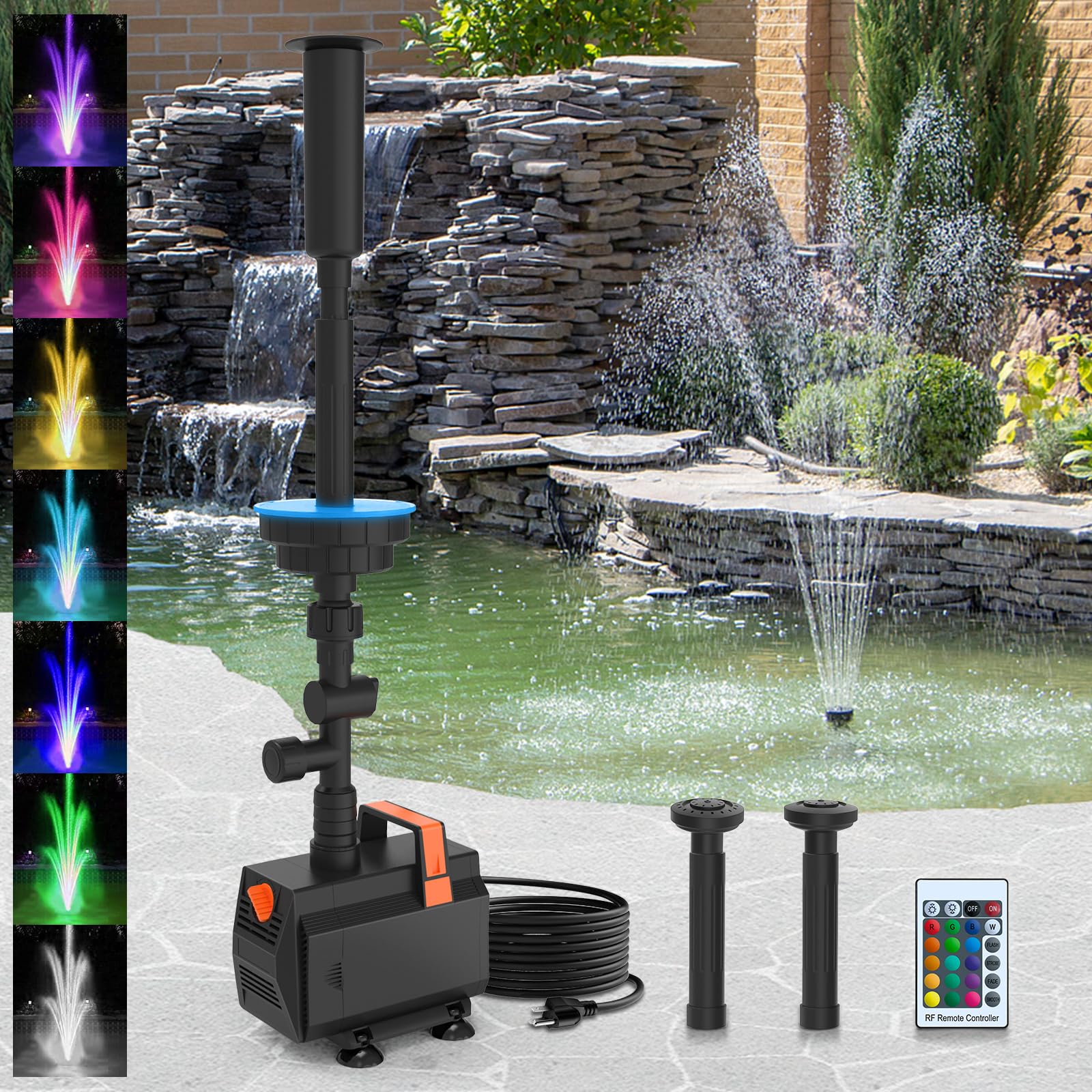 AquaMiracle Pond Fountain Pump with Colorful LED for Outdoor Pond - AquaMiracle Official Product View 1