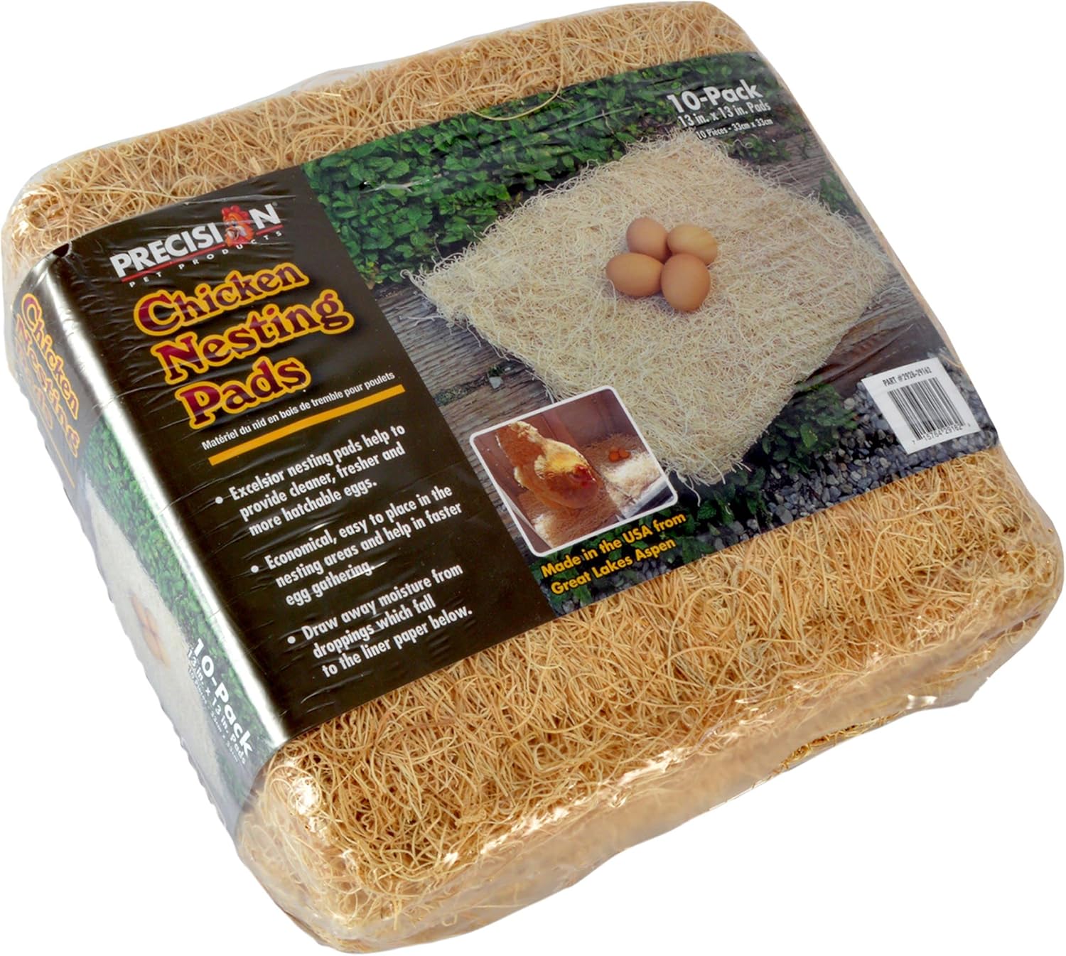 PRECISION PET Chicken Nesting Pads by Petmate, 13x13 inches, beige bedding for chicken nesting boxes, 10-pack, made in USA