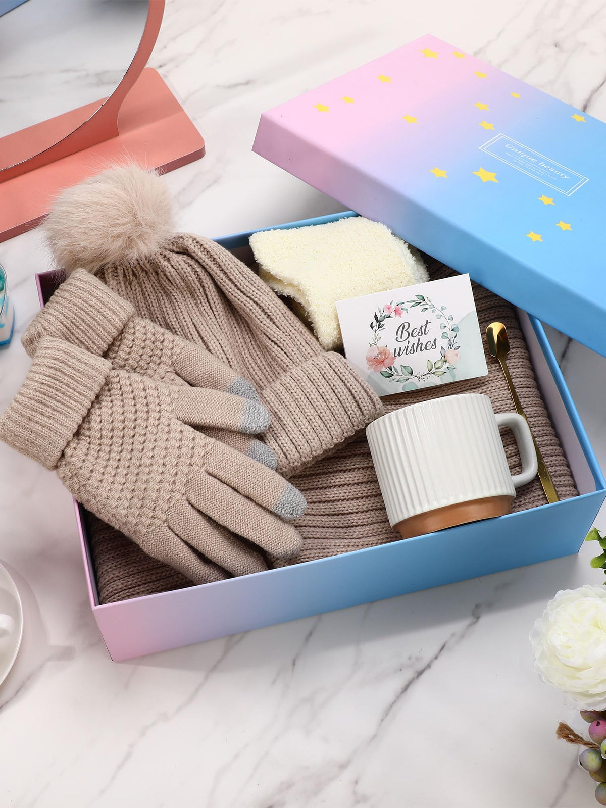 Winter Gifts for Women Hat Glove Scarf Socks Set for Winter - Funnysoft Official Imagery - 5