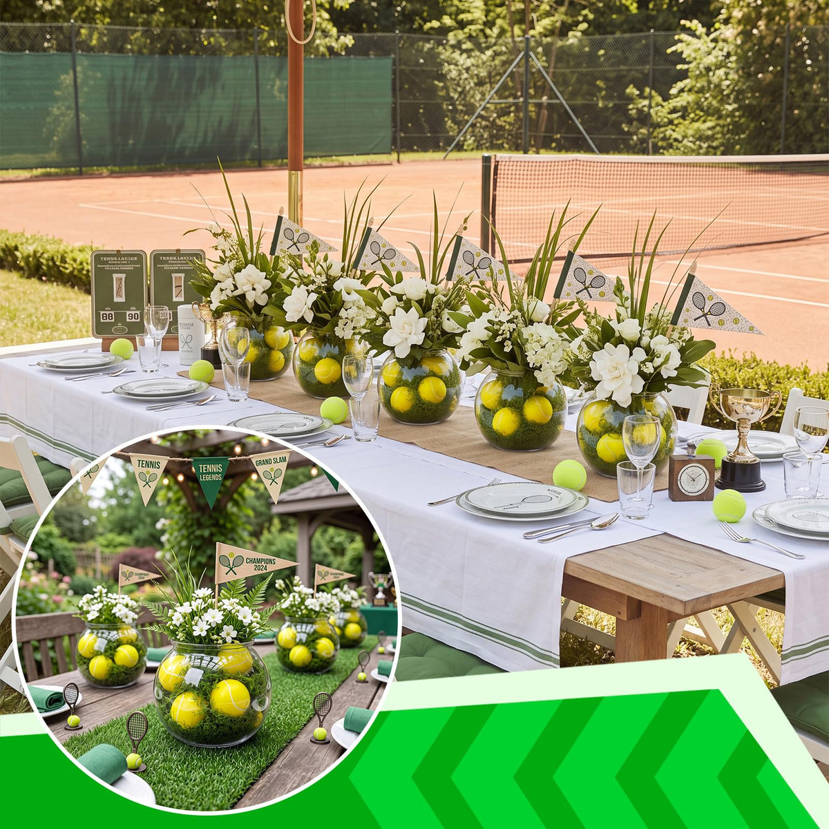 6 Set Tennis Party Table Decorations Transparent Plastic - Ferrochef Official Imagery - 7