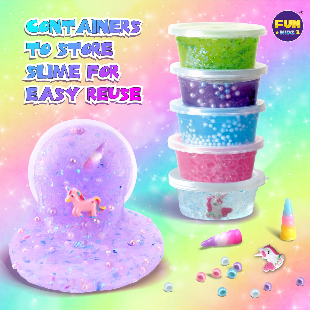 Fluffy Unicorn Slime Kit for Girls FunKidz Cloud Slime Gift - FUN KIDZ Official Imagery - 8