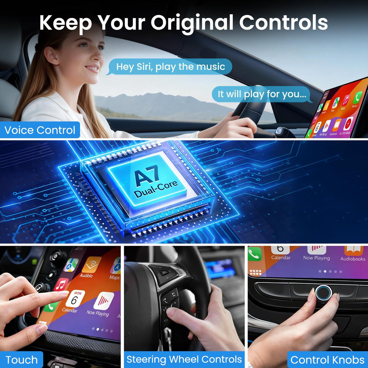 ELECROW 4 in 1 Wireless CarPlay Adapter for iPhone Android - ELECROW Official Imagery - 6