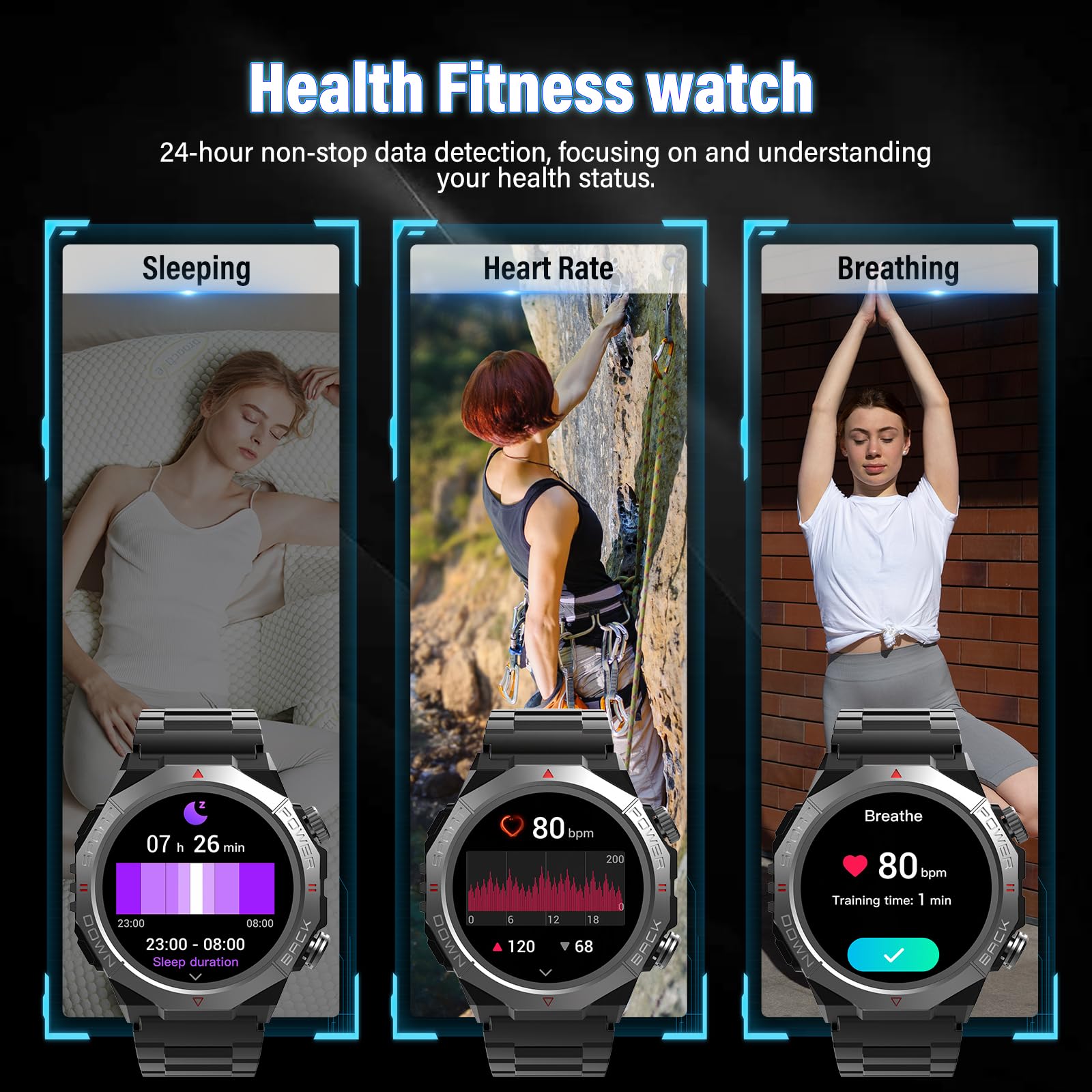 Qecnato Military Smart Watch for Men Answer Calls 1.39" HD Fitness 30D - View 4