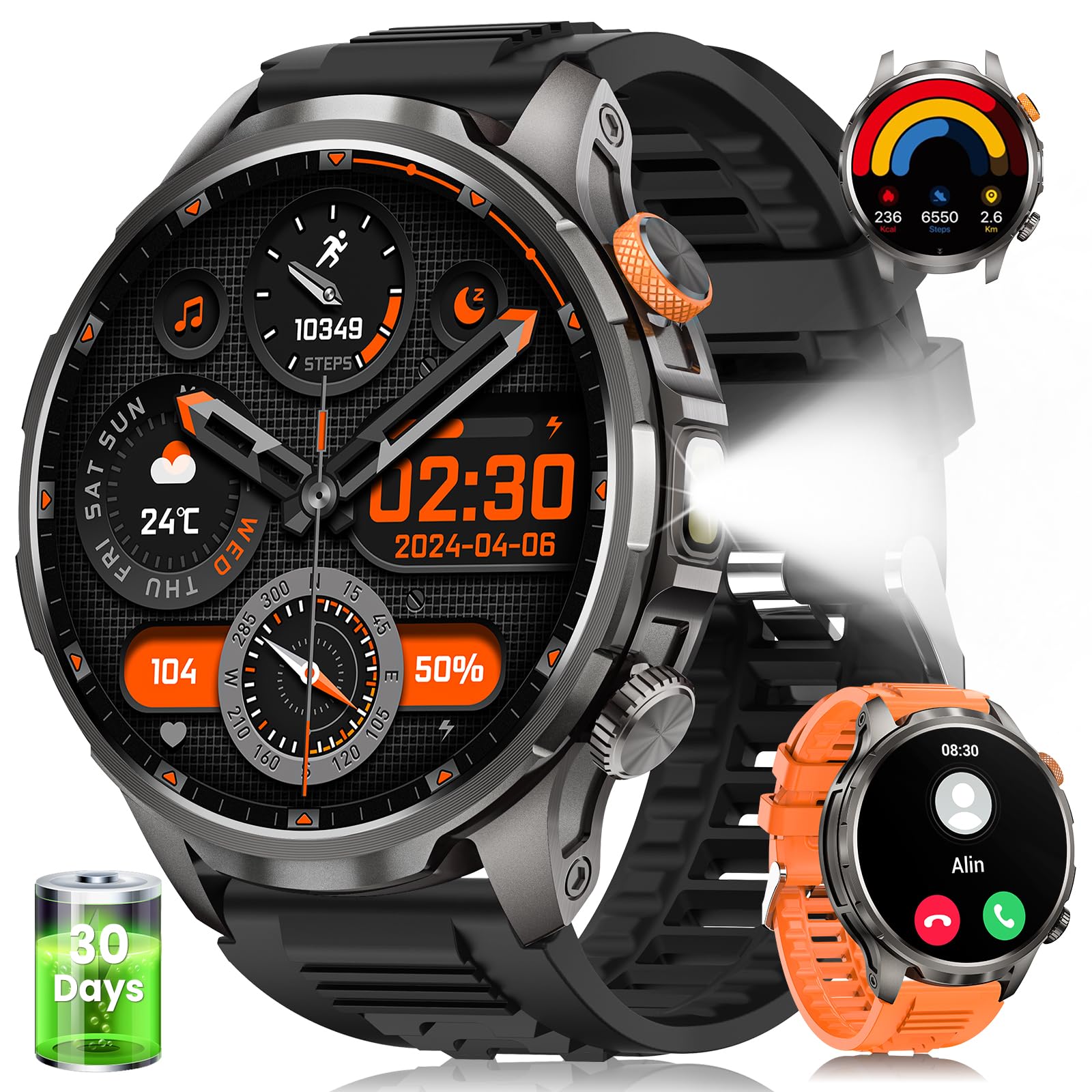 NAIXUES Military Smartwatch for Men 1000mAh Fitness Tracker Rugged Men - View 1
