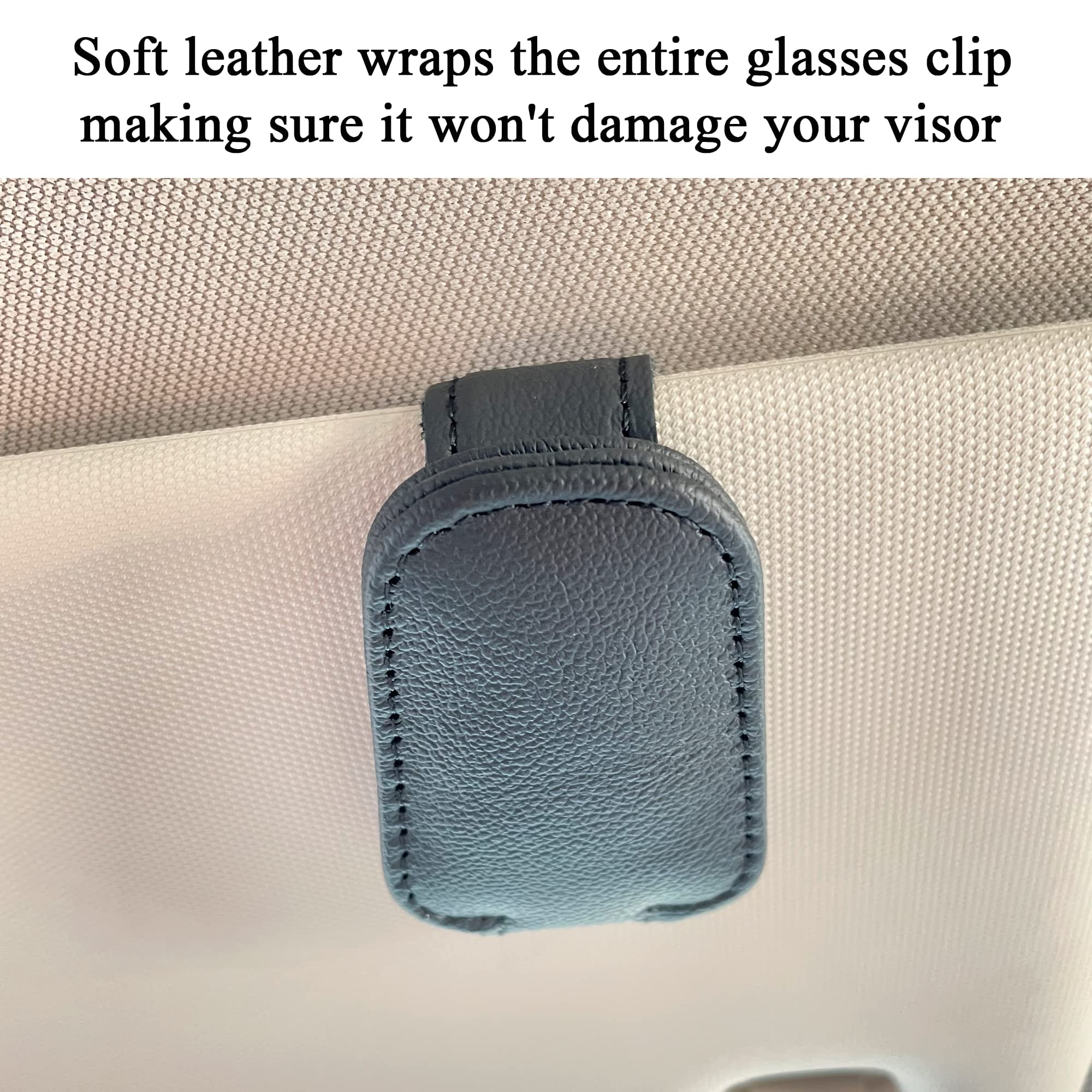 KIWEN Sunglasses Holders for Car Visor, Magnetic Leather Glasses by KIWEN - Angle View 6