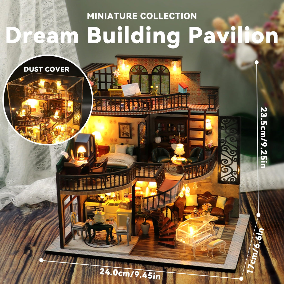 Flever DIY Miniature House Kit Tiny Home Kit with LED Light - Flever Official Imagery - 4