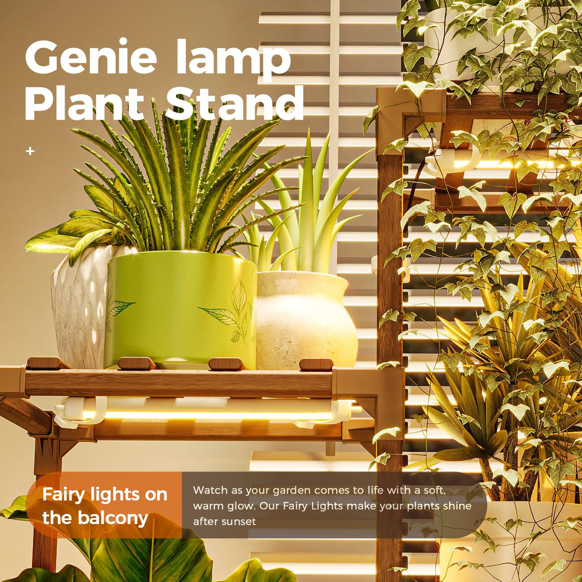 Bamworld Plant Stand with Grow Light Plant Shelf for Mutiple - Bamworld Official Imagery - 5