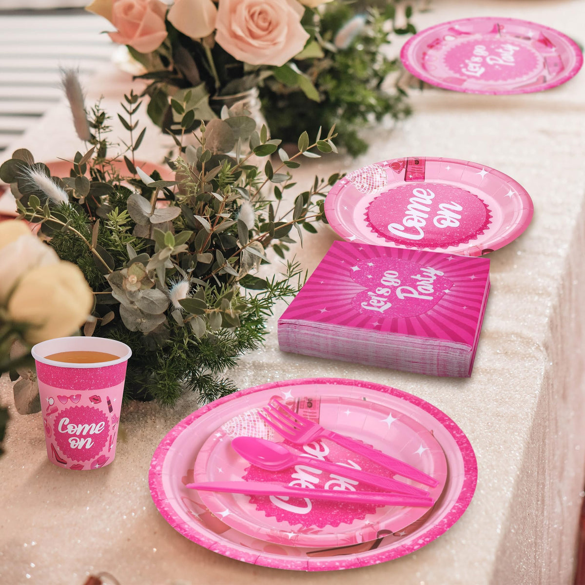 400 Pieces Let s Go Girls Party Tableware Sets Including - Kochorie Official Imagery - 6