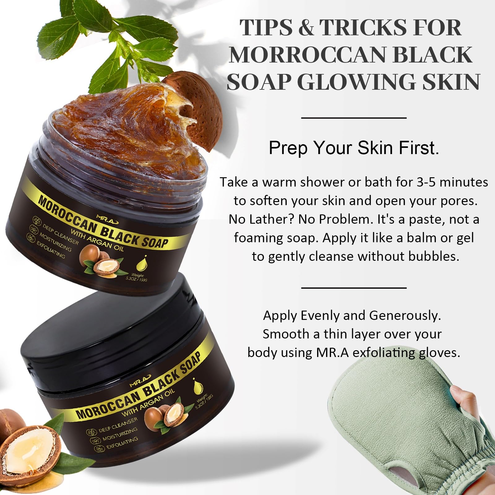 MR.A Moroccan Black Soap with Argan Oil, Morocco Black Beldi Soap Hammam Ritual - MR.A Official Product View 8
