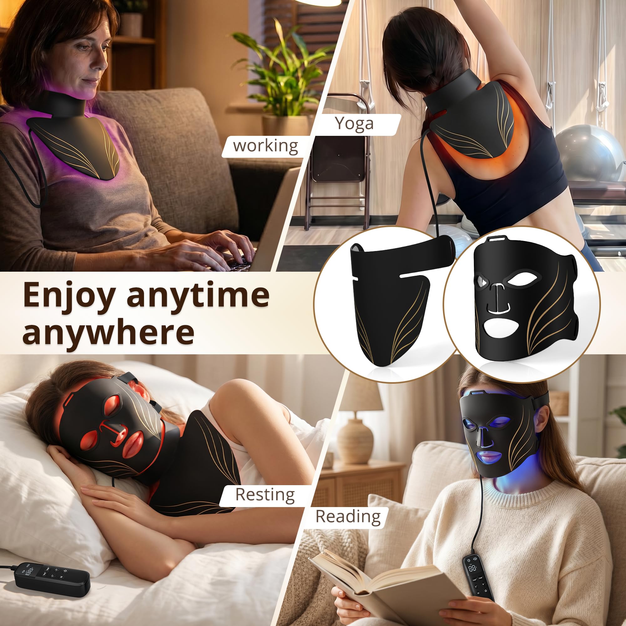 Red Light Therapy Mask for Face & Neck,4 Modes,850nm NIR - Aimilove Official Product View 7