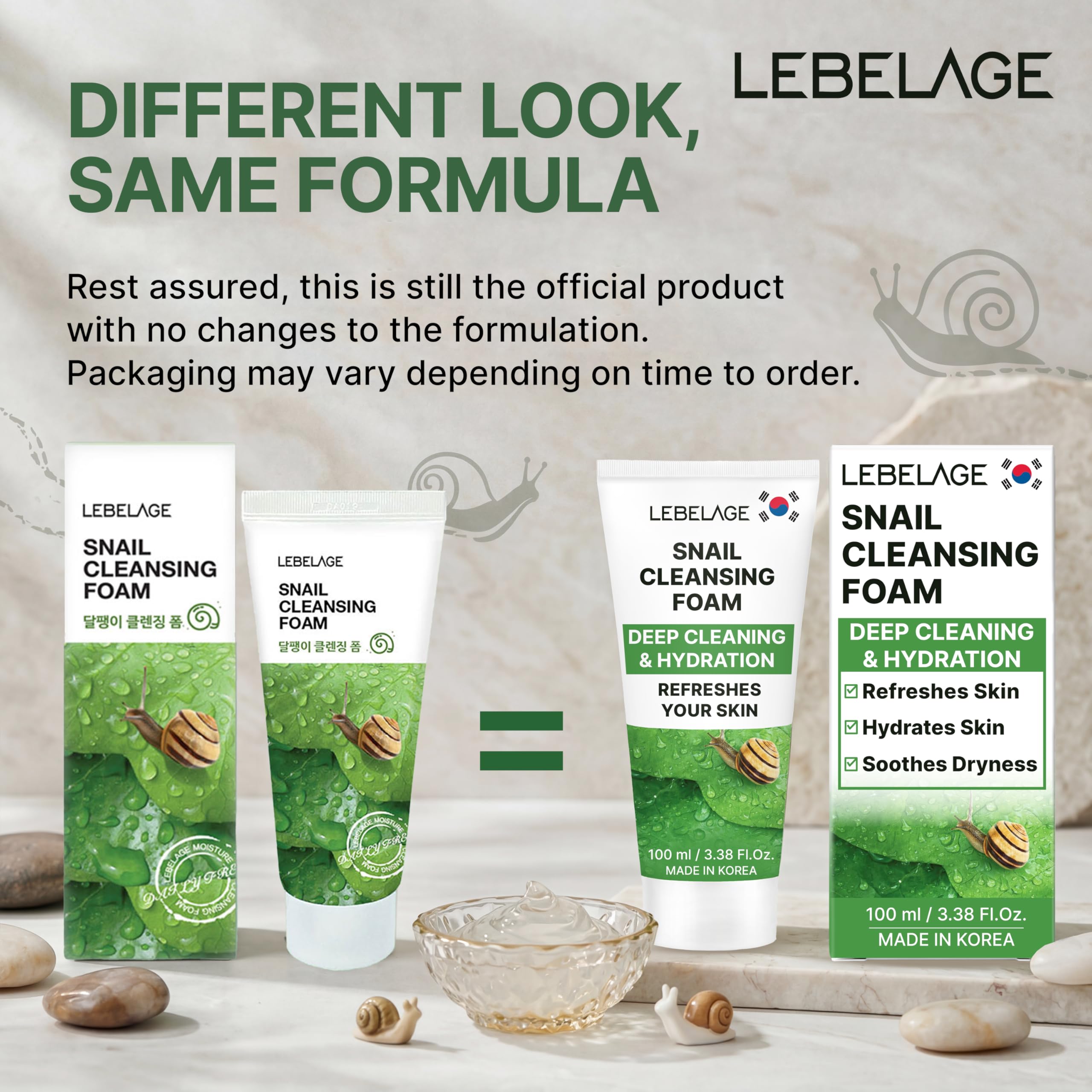 LEBELAGE Korean Snail Facial Cleanser 3.38 oz - LEBELAGE