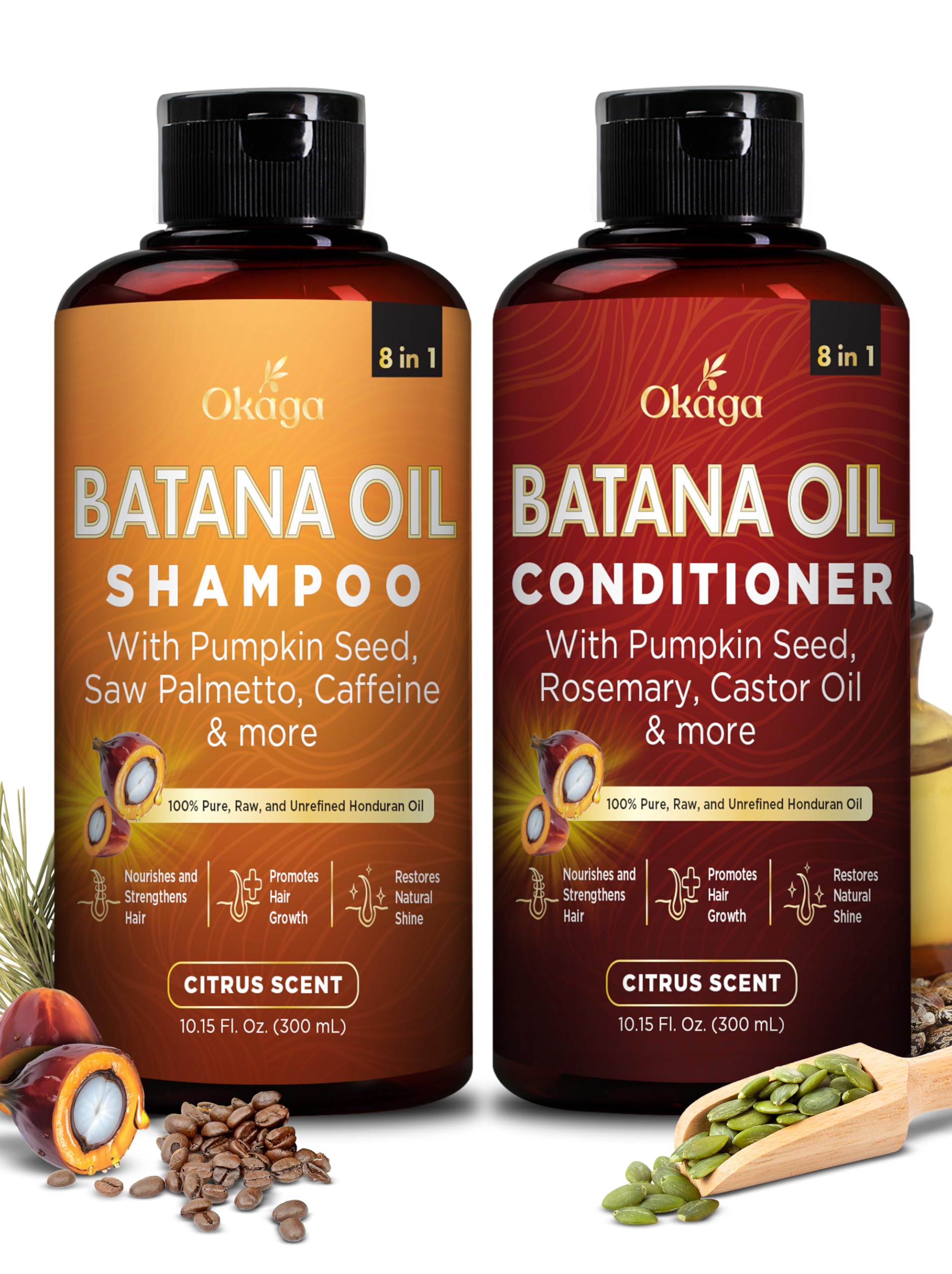 Okaga Batana Oil Shampoo & Conditioner Bundle, Citrus Shower Set, 10 - Okaga Official Product View 2