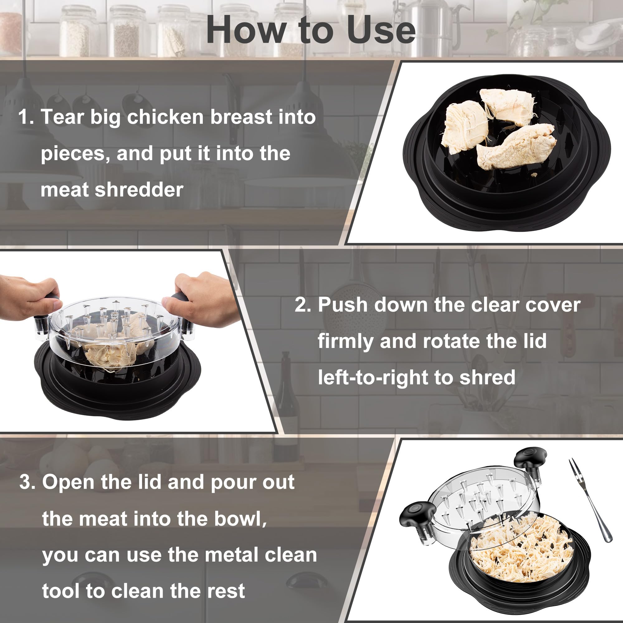 SURETIVIAN Chicken Shredder Tool Twist Large Meat Shredder with B by SURETIVIAN - Angle View 6