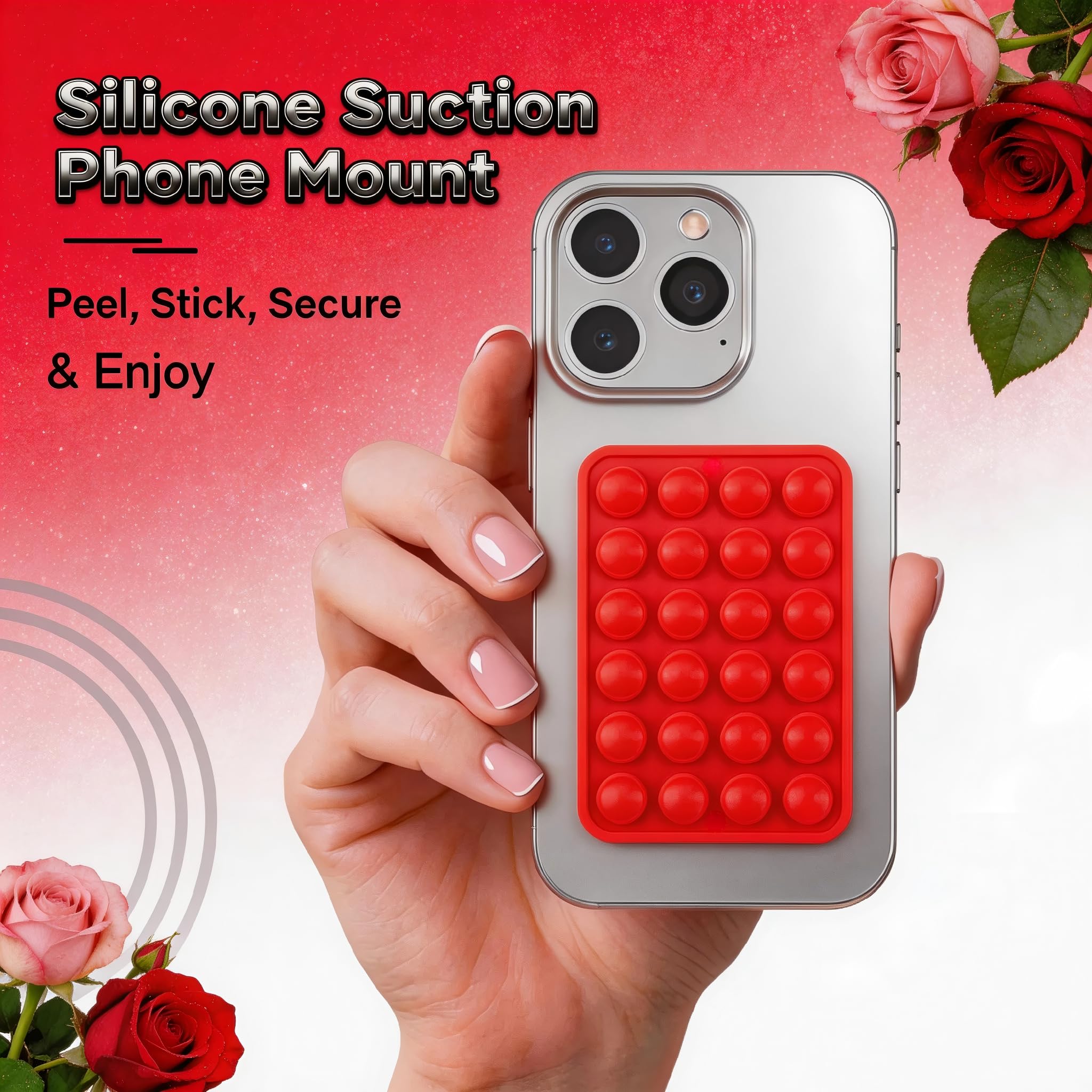VEADOOLLY Red OCTO-Buddy Double Sided Silicone Suction Phone Case Moun - View 2