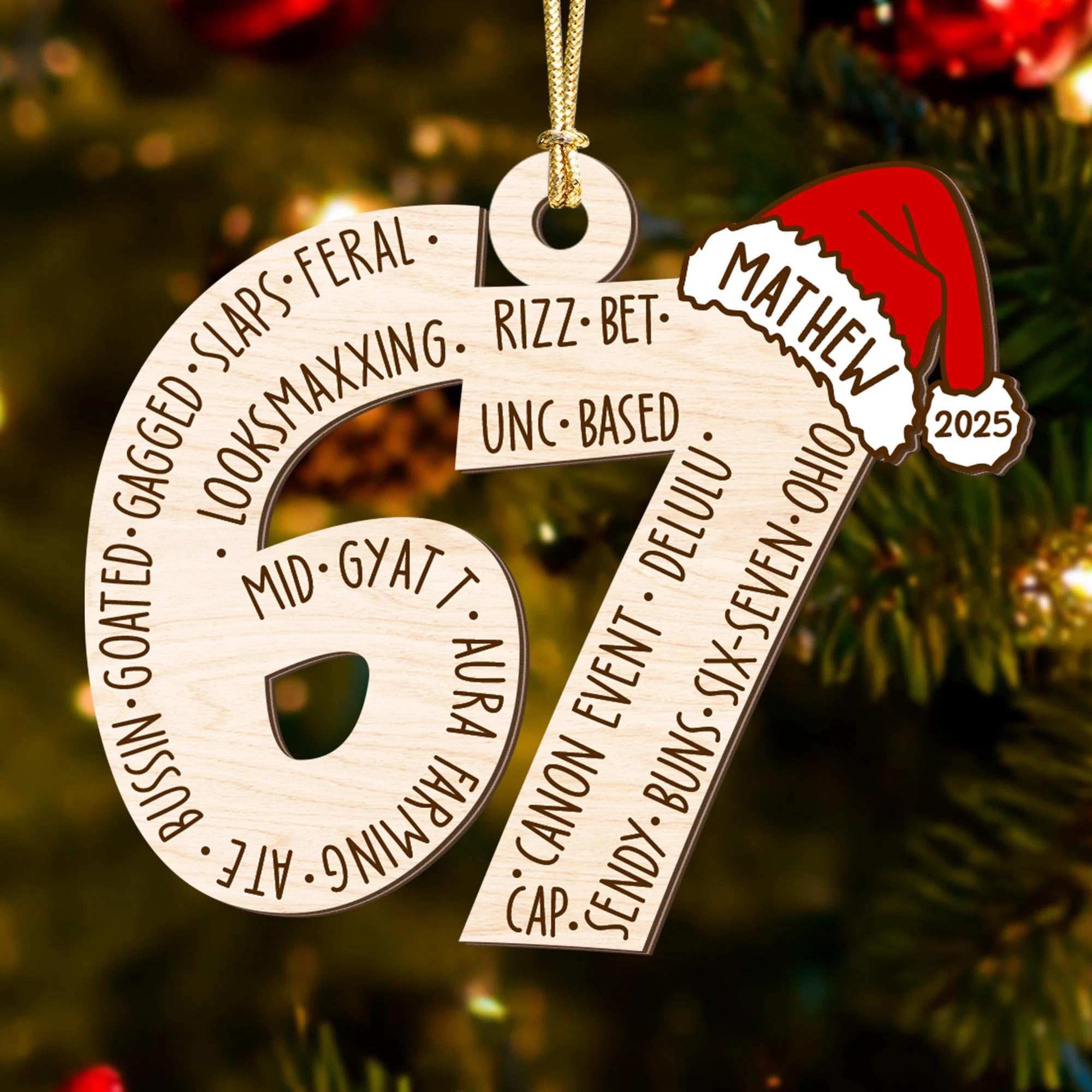 Lallamotion Funny 6 7 Meme Christmas Ornament 2025 – Teen Slang Orname - View 5