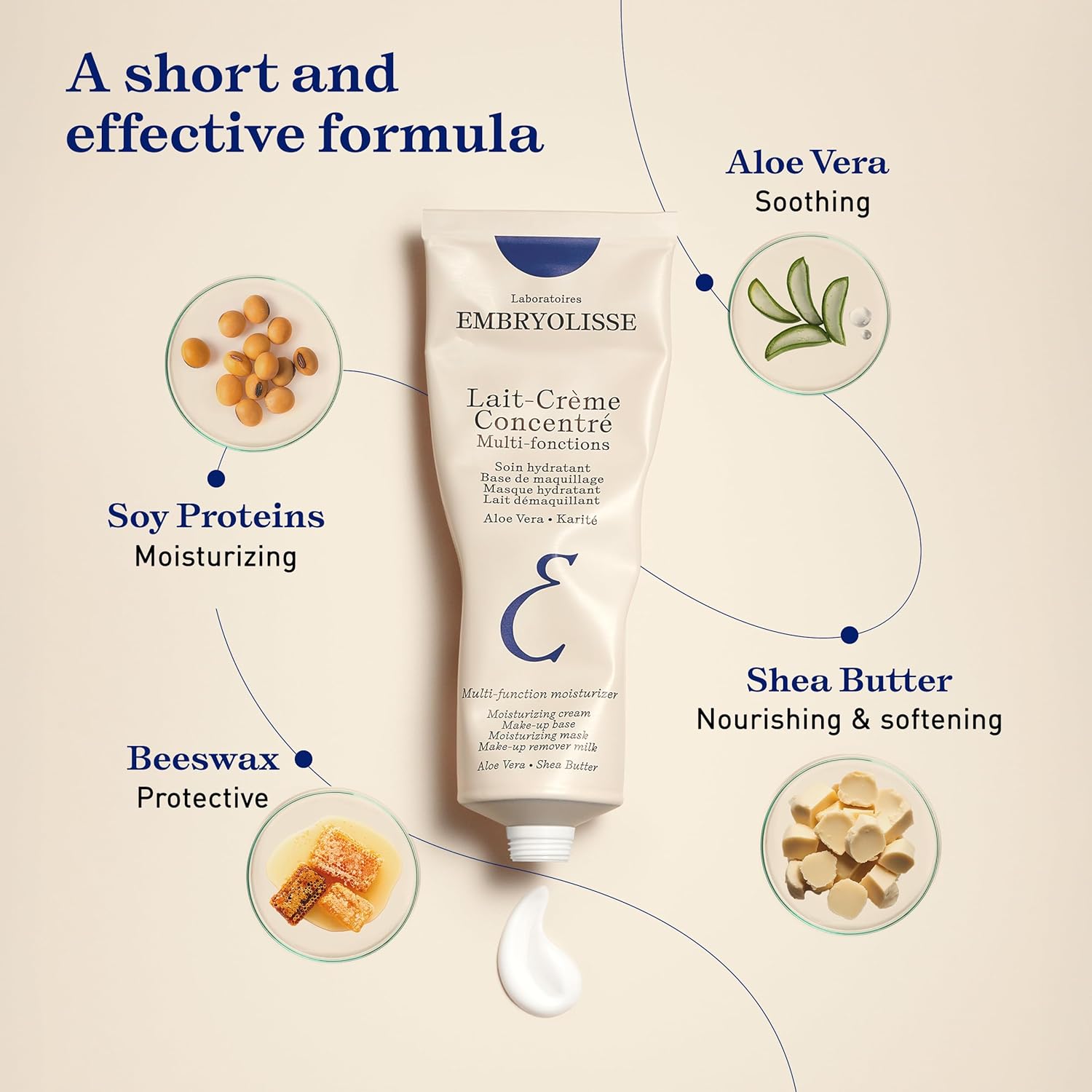 Elefair Embryolisse Lait-Crème Concentré face moisturizer in a tube, showing its smooth, creamy texture suitable for daily skincare.