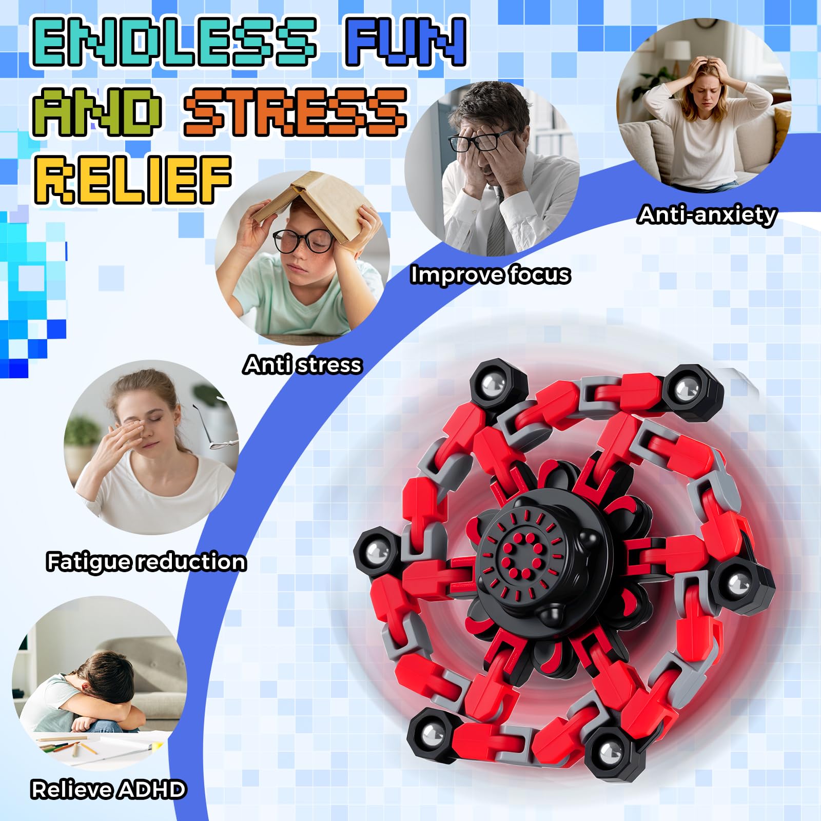 FGYLYOX 12PCS Transformable Fidget Spinners for Kids Adults,Deformable Chain DIY - FGYLYOX Official Product View 6