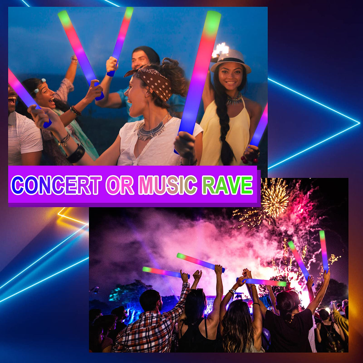 Taotuo Glow Sticks Bulk 20 Pack LED Light Up Foam Sticks 3 - Taotuo Official Imagery - 5