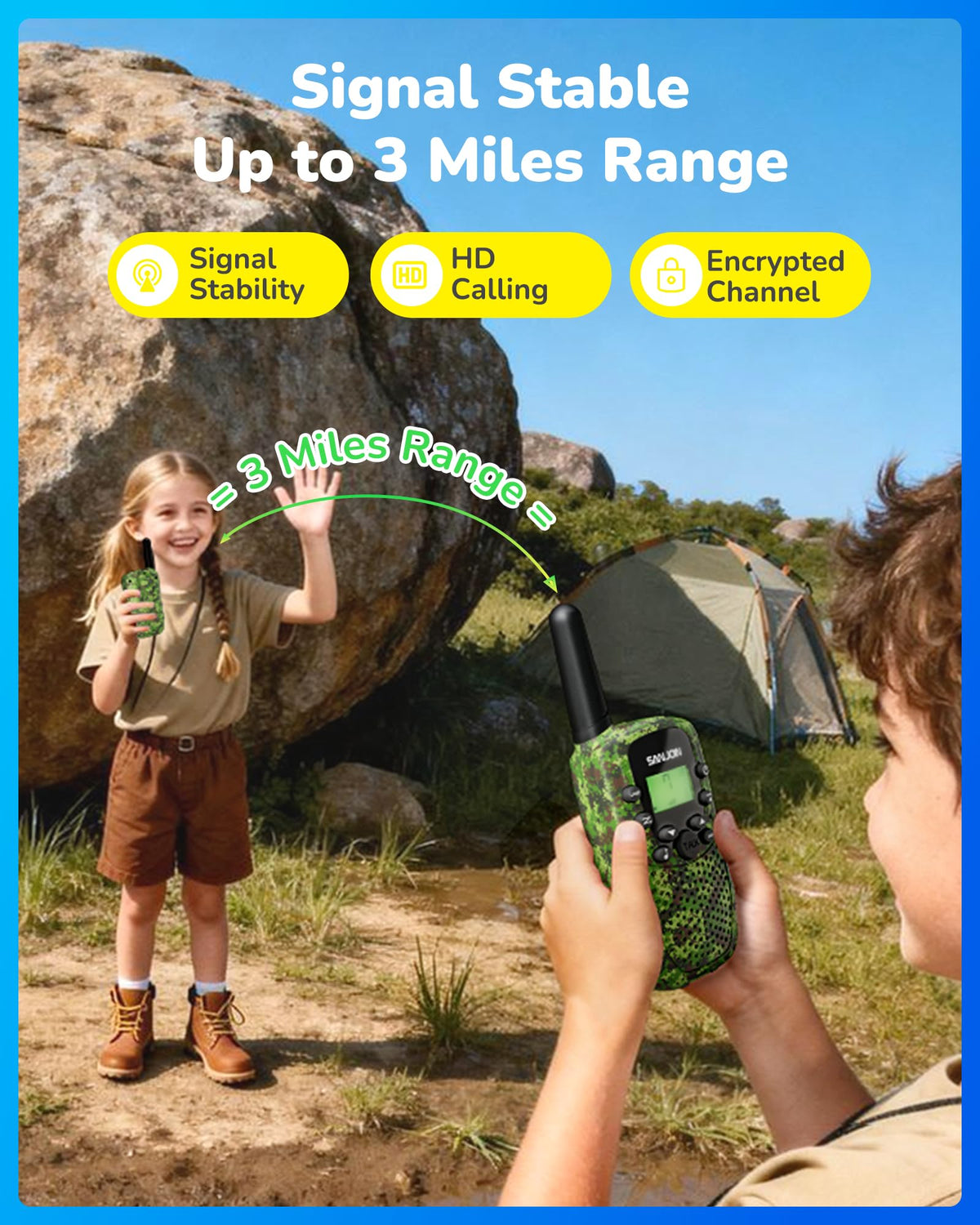 Rechargeable Walkie Talkies 2 Pack for Kids Toys for 3 12 - SANJOIN Official Imagery - 3
