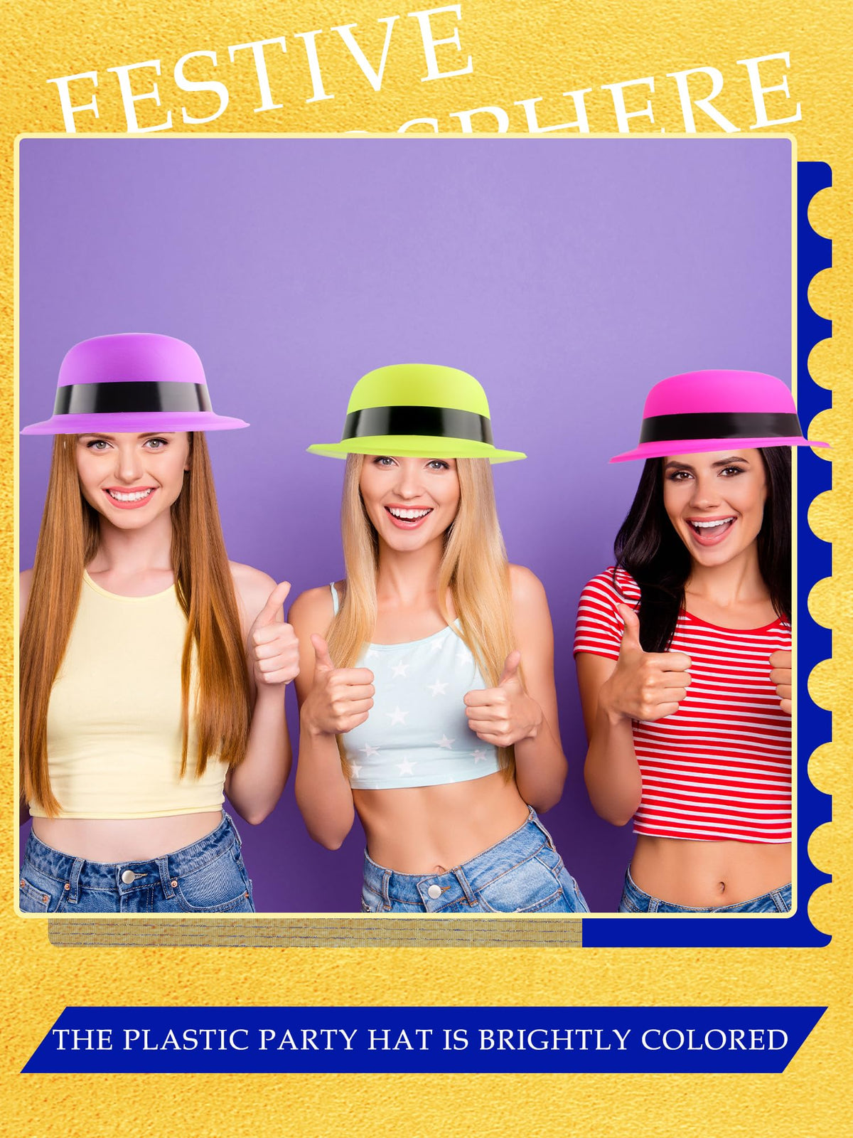 24 Pack Colorful Bowler Hats Bulk Plastic Bowler Hat Neon - SGBETTER Official Imagery - 8